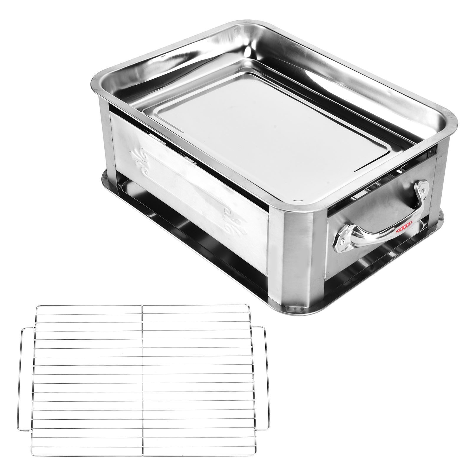 Barbecue Grill Thickened Stainless Steel Grilled Fish Stove Charcoal Alcohol Grill Rectangular Grill Fish RackWindproof Without Pull Handle - Image 8