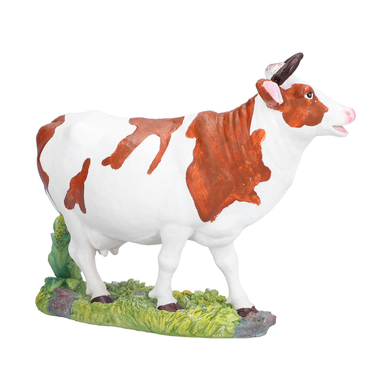 Cow Figurines Brown and White Cow Model Ornament Animal Sculpture Resin Crafts for HomeRaise Head Cow - Image 8