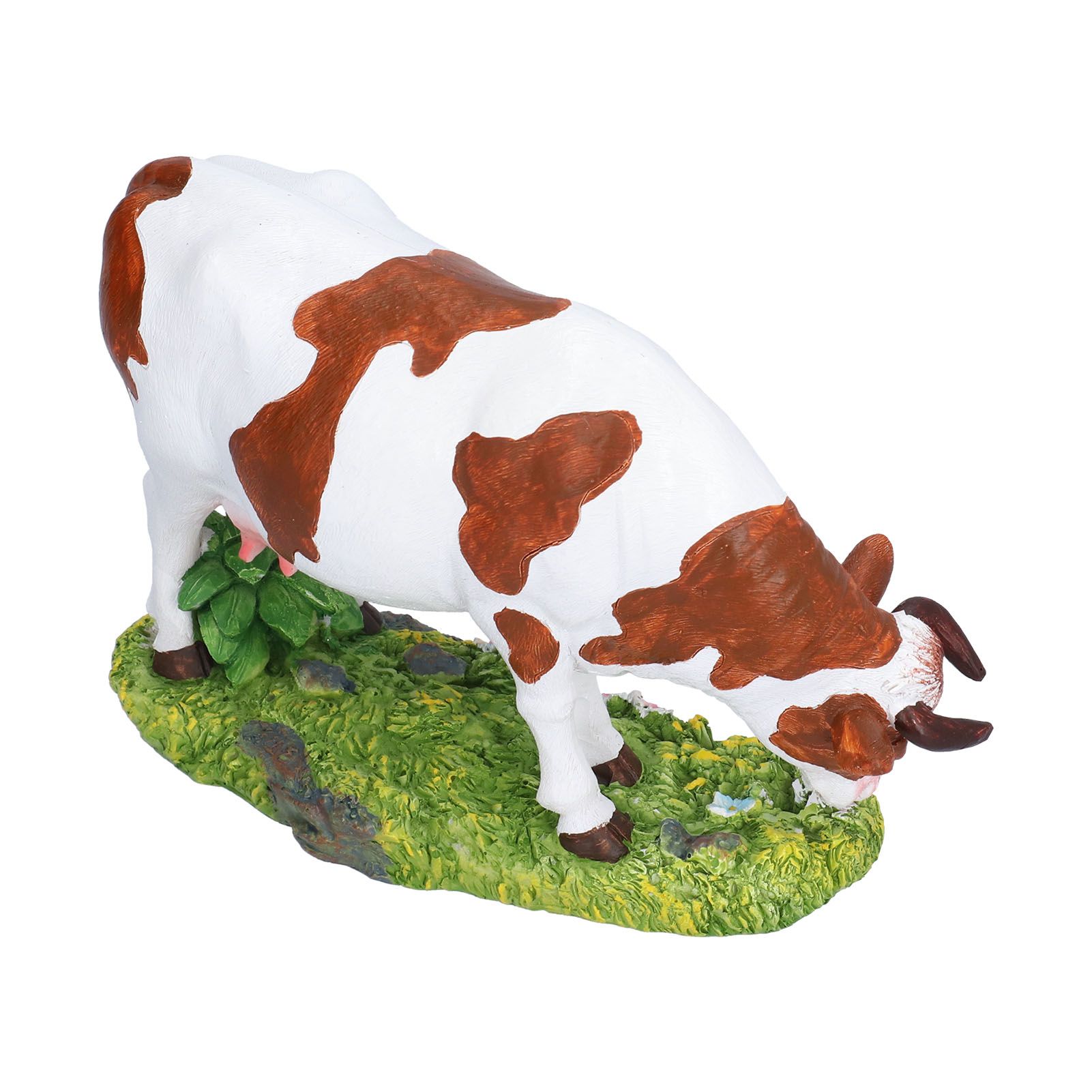 Cow Figurines Brown and White Cow Model Ornament Animal Sculpture Resin Crafts for HomeLower Head Cow - Image 4