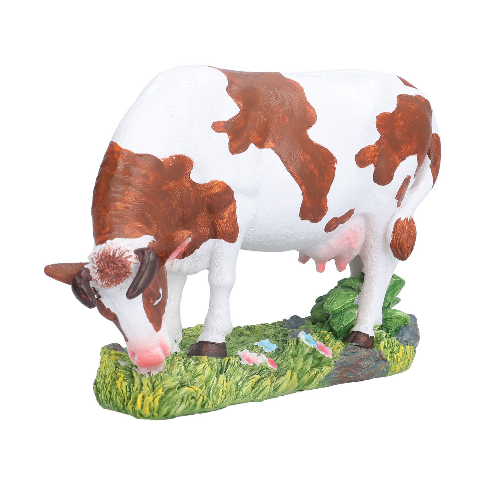 Cow Figurines Brown and White Cow Model Ornament Animal Sculpture Resin Crafts for HomeLower Head Cow - Image 7