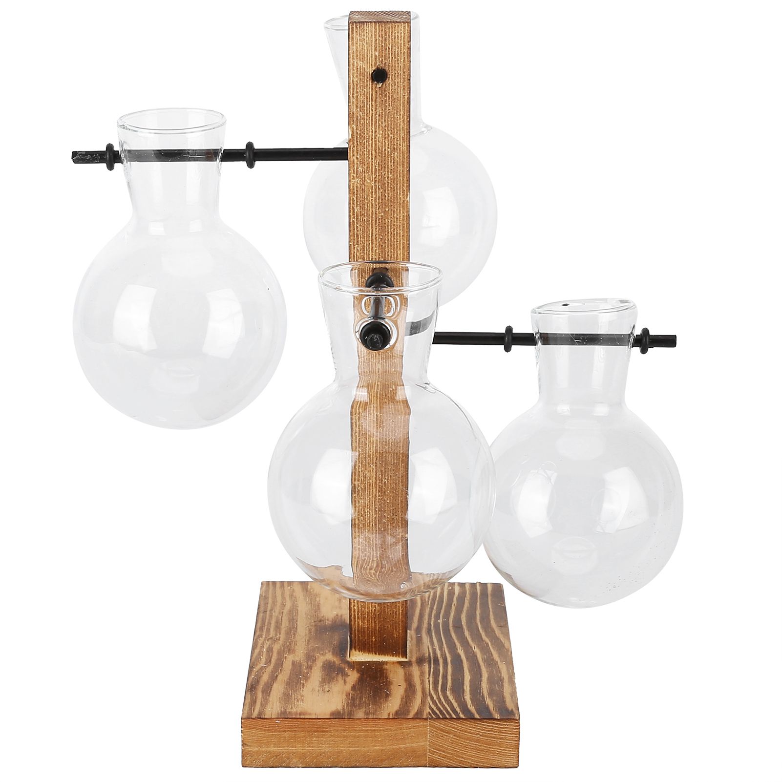 Innovative Hydroponic Vase with Wooden Stand Transparent Desktop Flower Vase for Home - Image 1