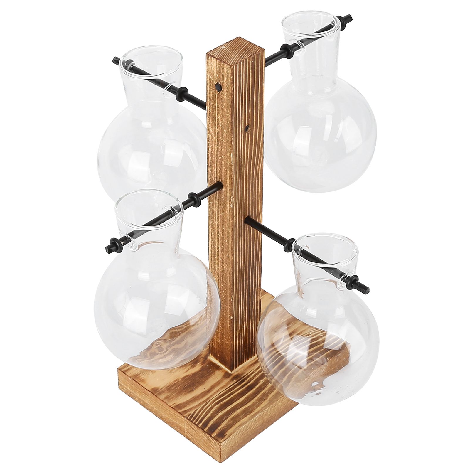 Innovative Hydroponic Vase with Wooden Stand Transparent Desktop Flower Vase for Home - Image 3