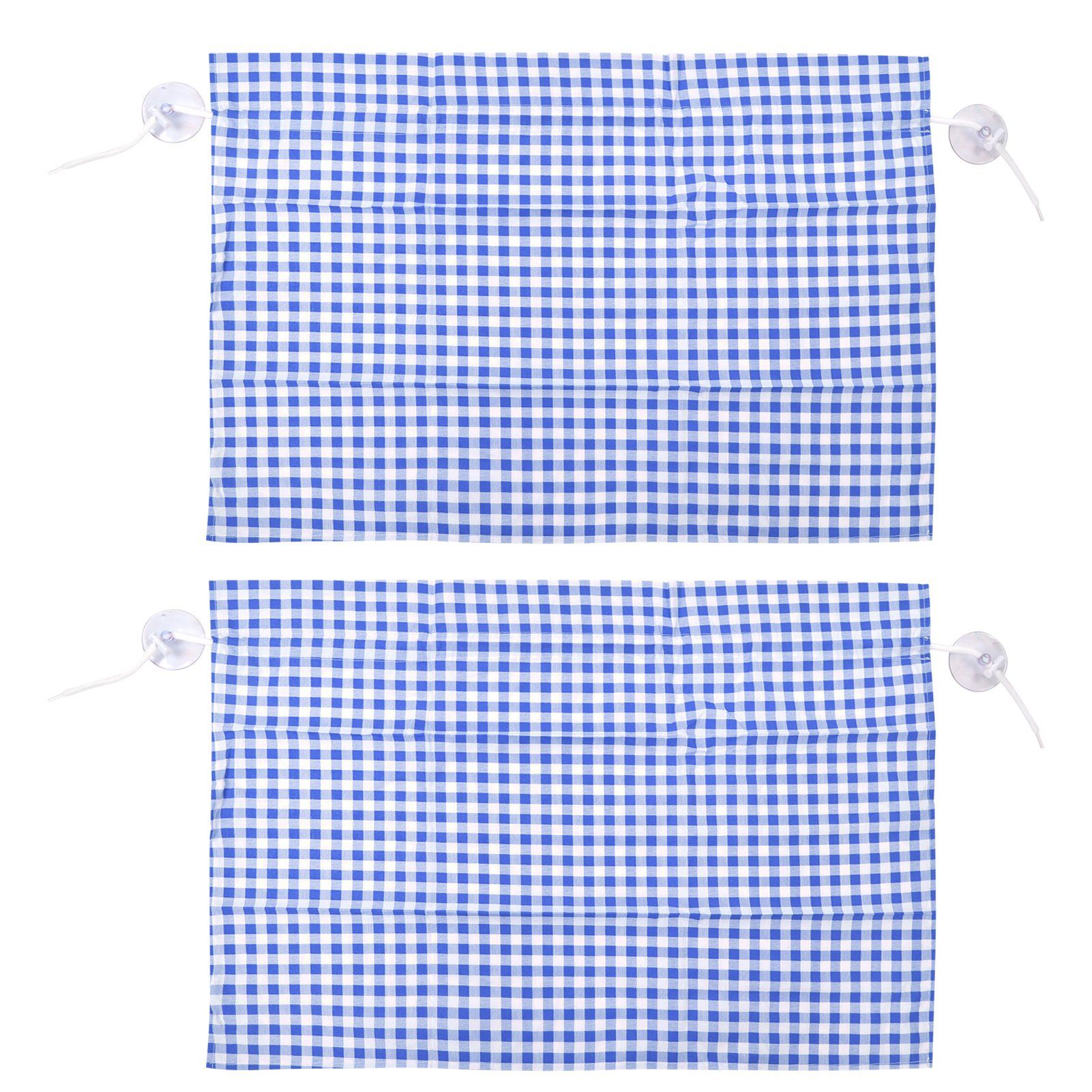 2Pcs Grid Design Anti Ultraviolet Car Curtain Side Car Window Sun Shade with Suction CupBlue Grid - Image 1