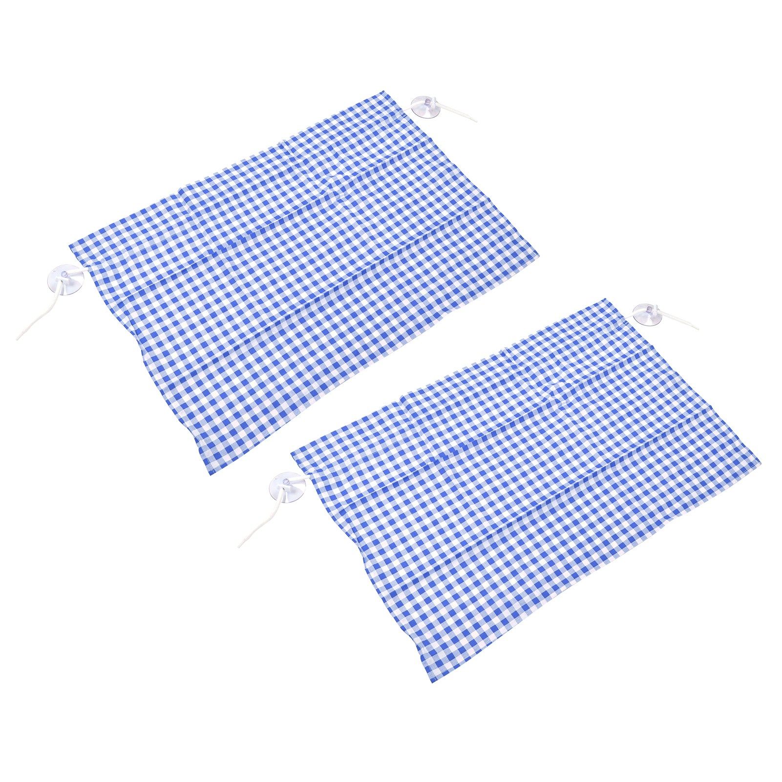 2Pcs Grid Design Anti Ultraviolet Car Curtain Side Car Window Sun Shade with Suction CupBlue Grid - Image 4