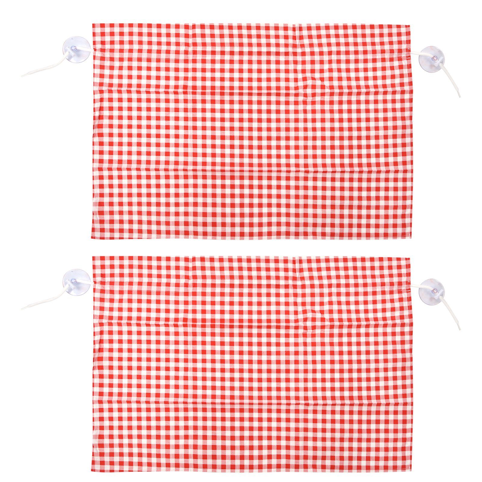 2Pcs Grid Design Anti Ultraviolet Car Curtain Side Car Window Sun Shade with Suction CupRed Grid - Image 1