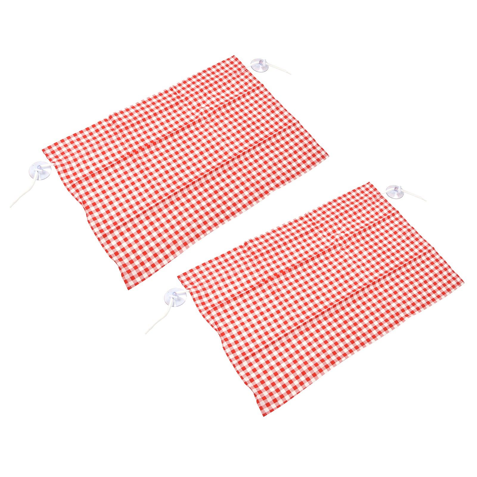 2Pcs Grid Design Anti Ultraviolet Car Curtain Side Car Window Sun Shade with Suction CupRed Grid - Image 4