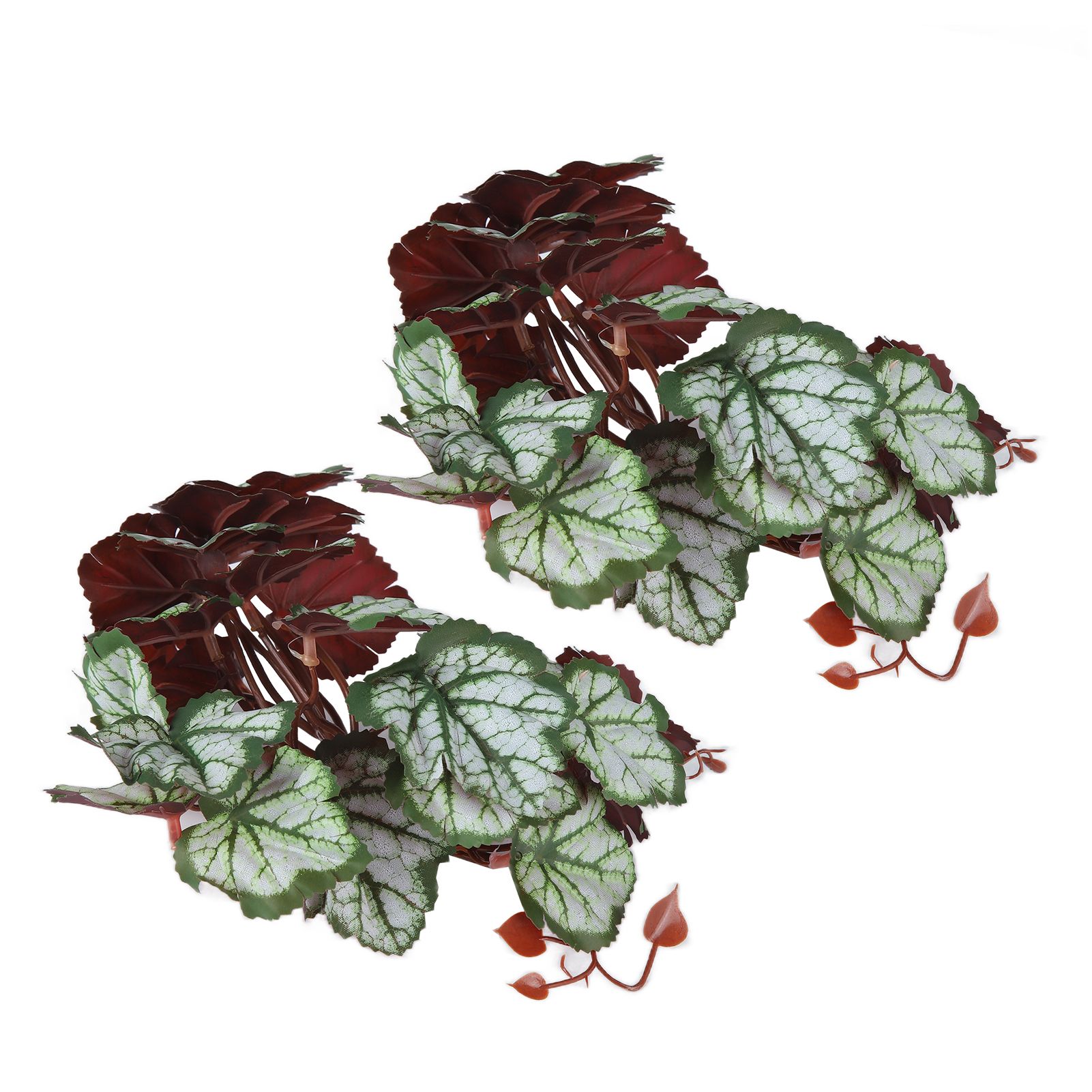 2PCS Artificial Water Plant Simulation Vine Lifelike Plastic Leaves Decoration with Suction Cup for Fish TankHeuchera Leaves - Image 4