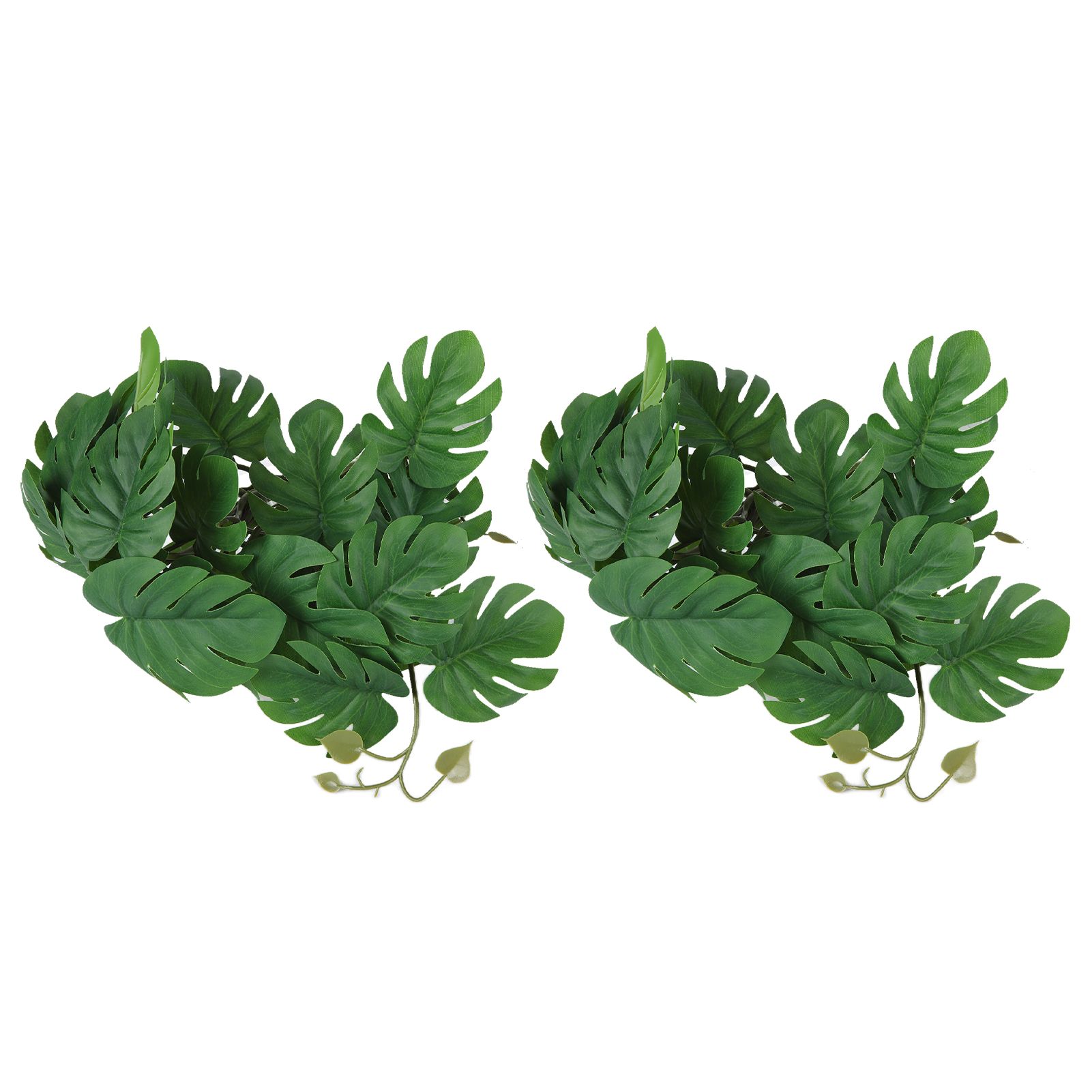 2PCS Artificial Water Plant Simulation Vine Lifelike Plastic Leaves Decoration with Suction Cup for Fish TankMonstera Leaves - Image 1