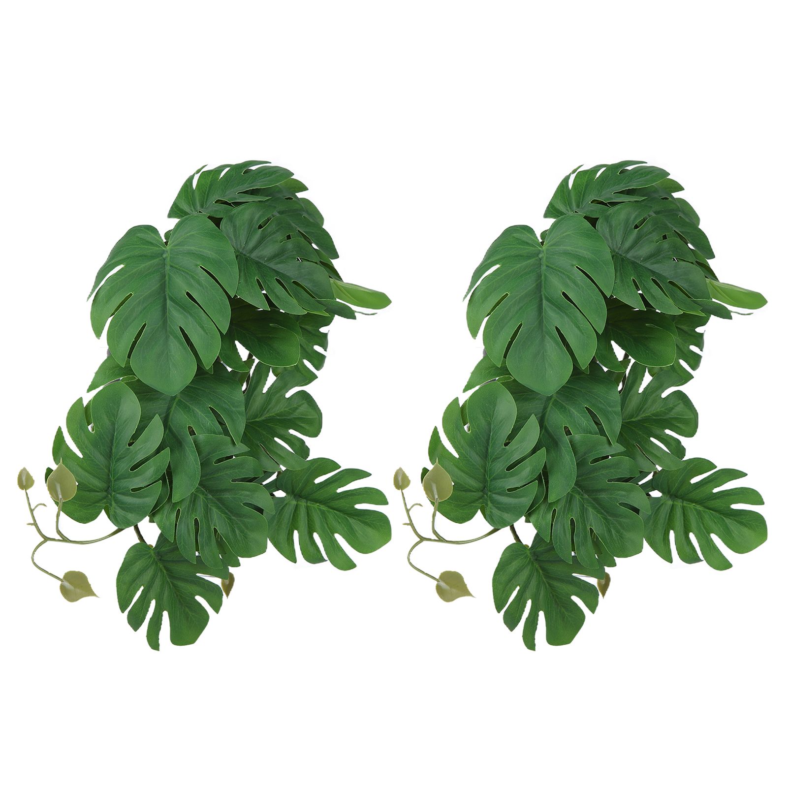 2PCS Artificial Water Plant Simulation Vine Lifelike Plastic Leaves Decoration with Suction Cup for Fish TankMonstera Leaves - Image 2