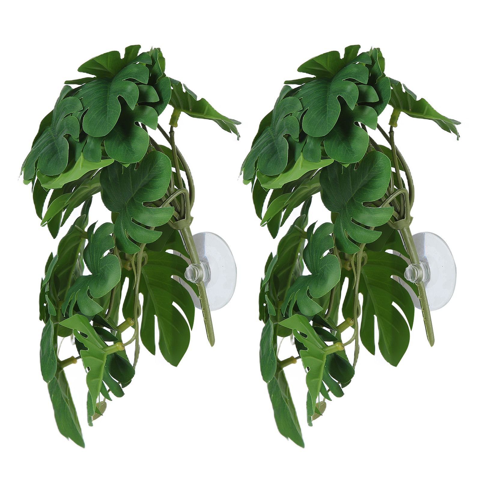 2PCS Artificial Water Plant Simulation Vine Lifelike Plastic Leaves Decoration with Suction Cup for Fish TankMonstera Leaves - Image 4