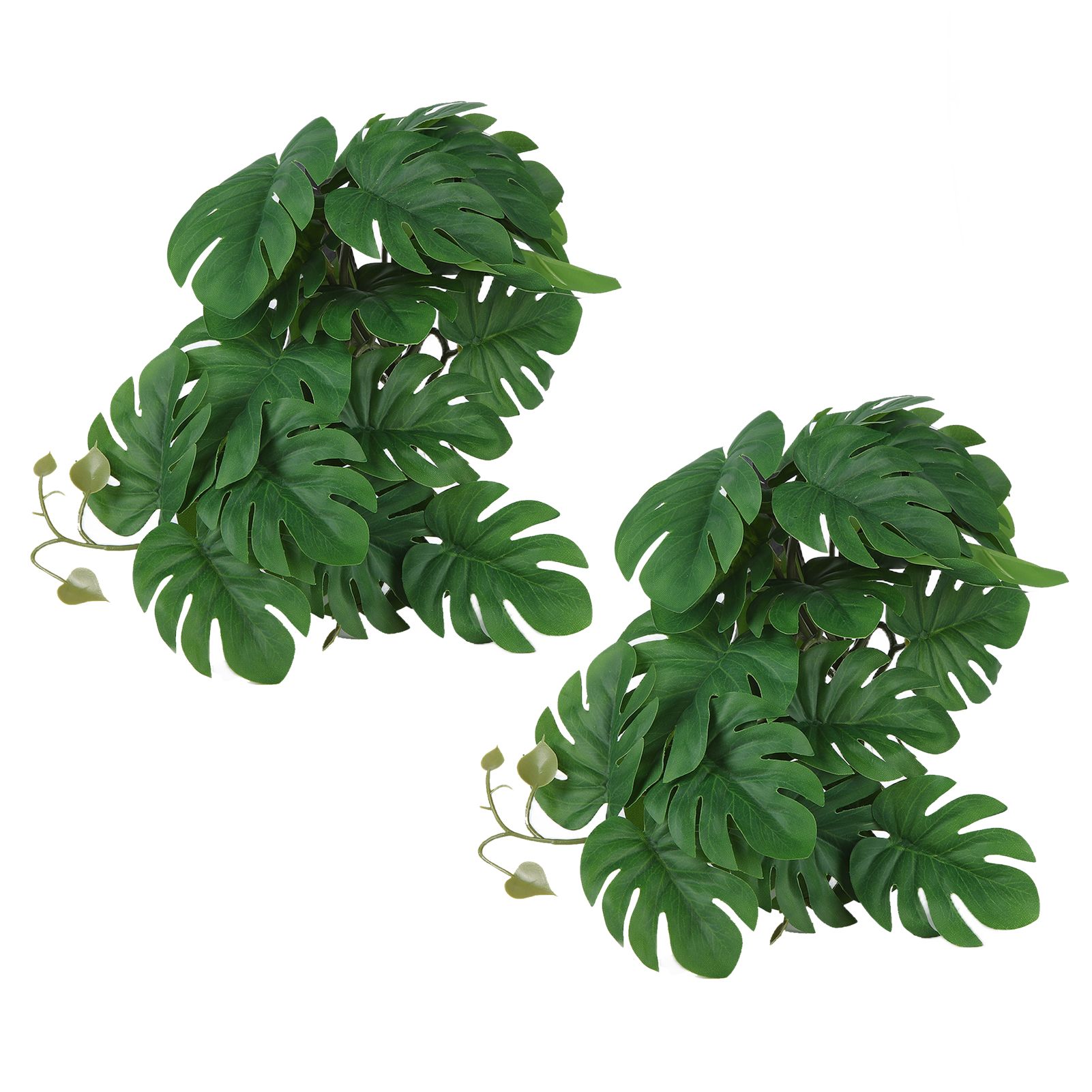 2PCS Artificial Water Plant Simulation Vine Lifelike Plastic Leaves Decoration with Suction Cup for Fish TankMonstera Leaves - Image 6