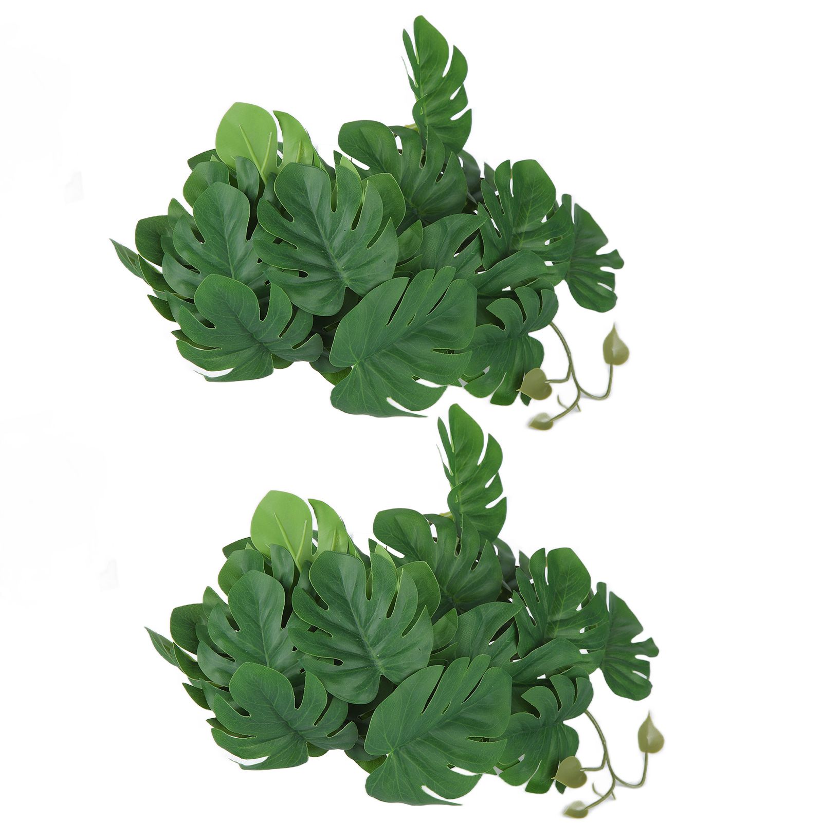 2PCS Artificial Water Plant Simulation Vine Lifelike Plastic Leaves Decoration with Suction Cup for Fish TankMonstera Leaves - Image 8