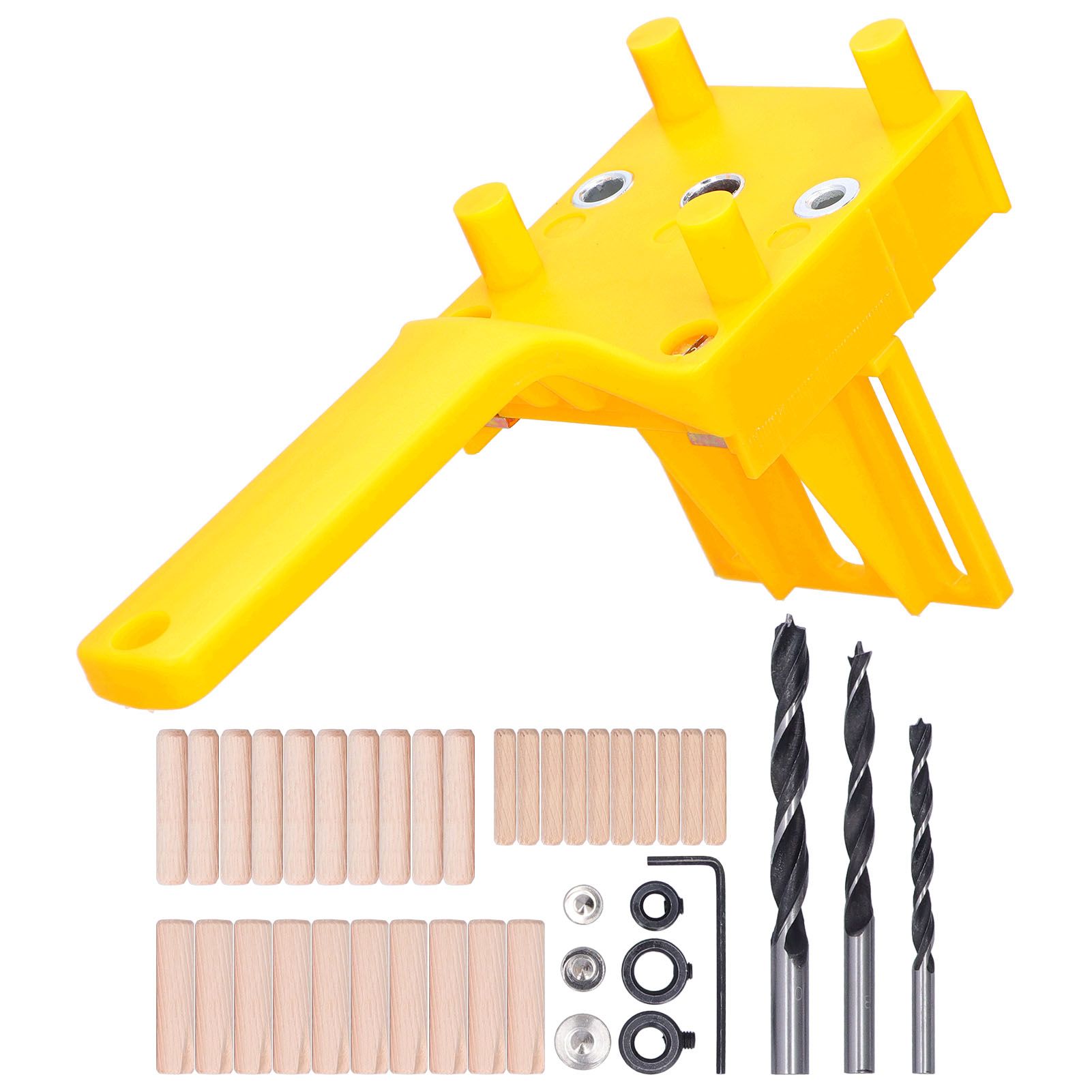 41Pcs Dowel Jig Kit Adjustable MultiFunctional Durable HighAccuracy Drill Jig for Straight Holes for Woodworking(Yellow ) - Image 1