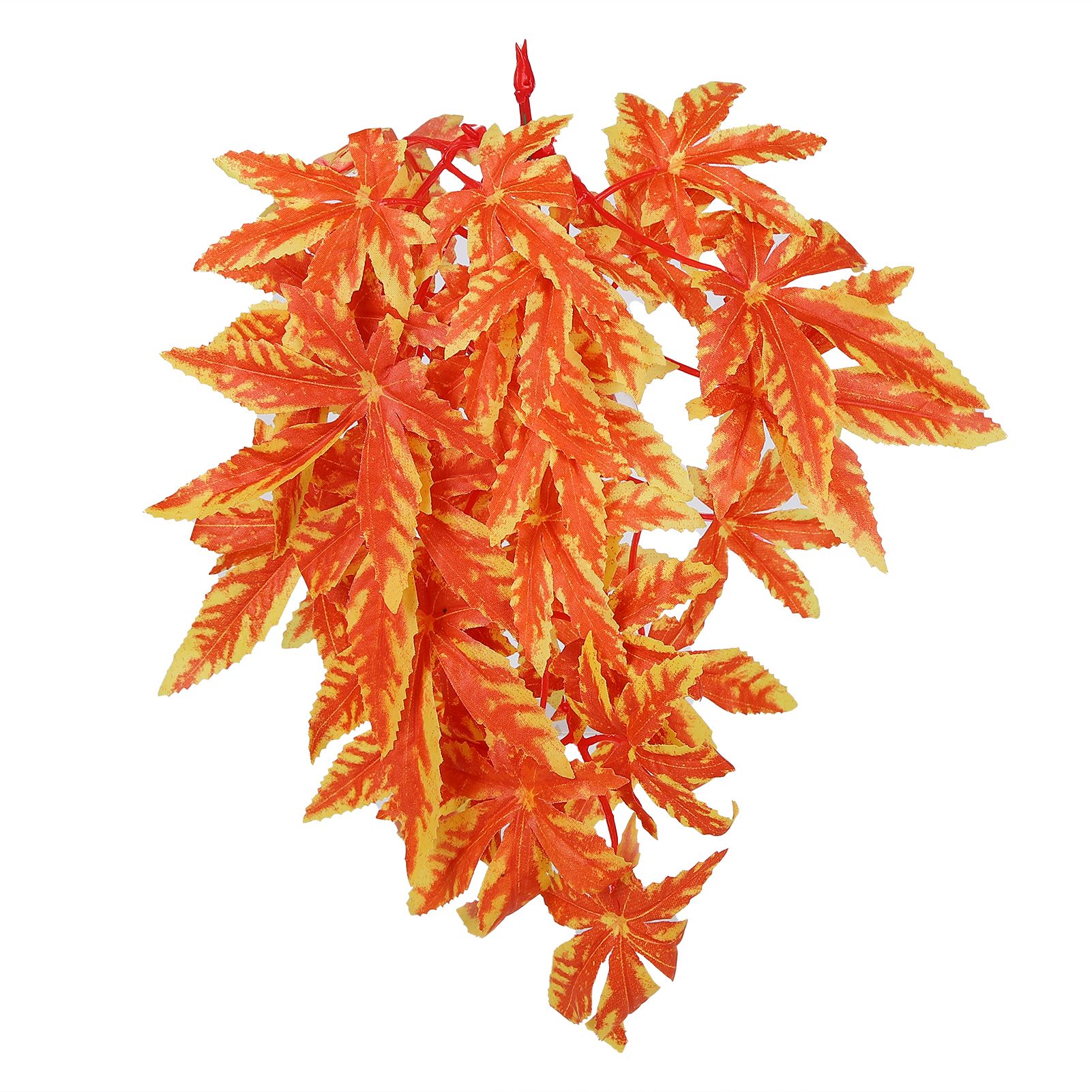 Artificial Reptile Plants Lifelike Plastic Plant Hanging Leaves Decoration with Suction Cup for Reptiles Terrarium Fish TankT‑007 Orange - Image 1