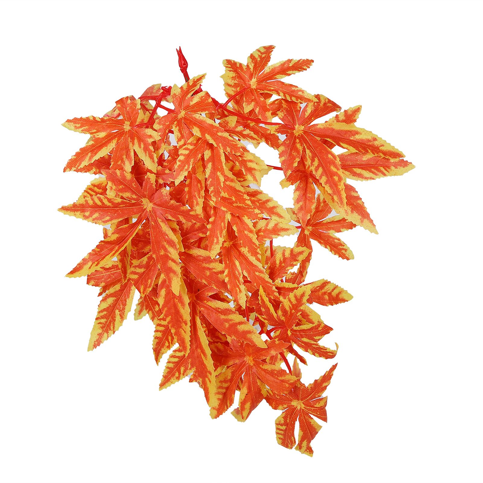 Artificial Reptile Plants Lifelike Plastic Plant Hanging Leaves Decoration with Suction Cup for Reptiles Terrarium Fish TankT‑007 Orange - Image 2