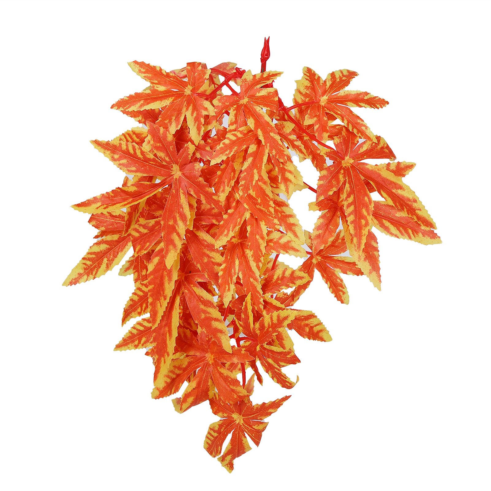 Artificial Reptile Plants Lifelike Plastic Plant Hanging Leaves Decoration with Suction Cup for Reptiles Terrarium Fish TankT‑007 Orange - Image 3