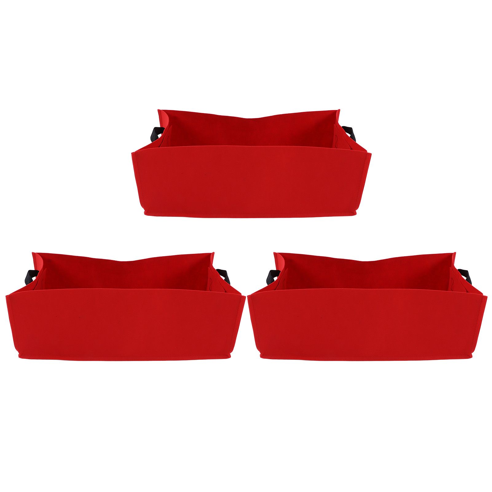 3PCS Thicken Non Woven Vegetable Planting Seedling Grow Bags Garden Planter Bed with HandleRose Red 60x30x20cm - Image 1