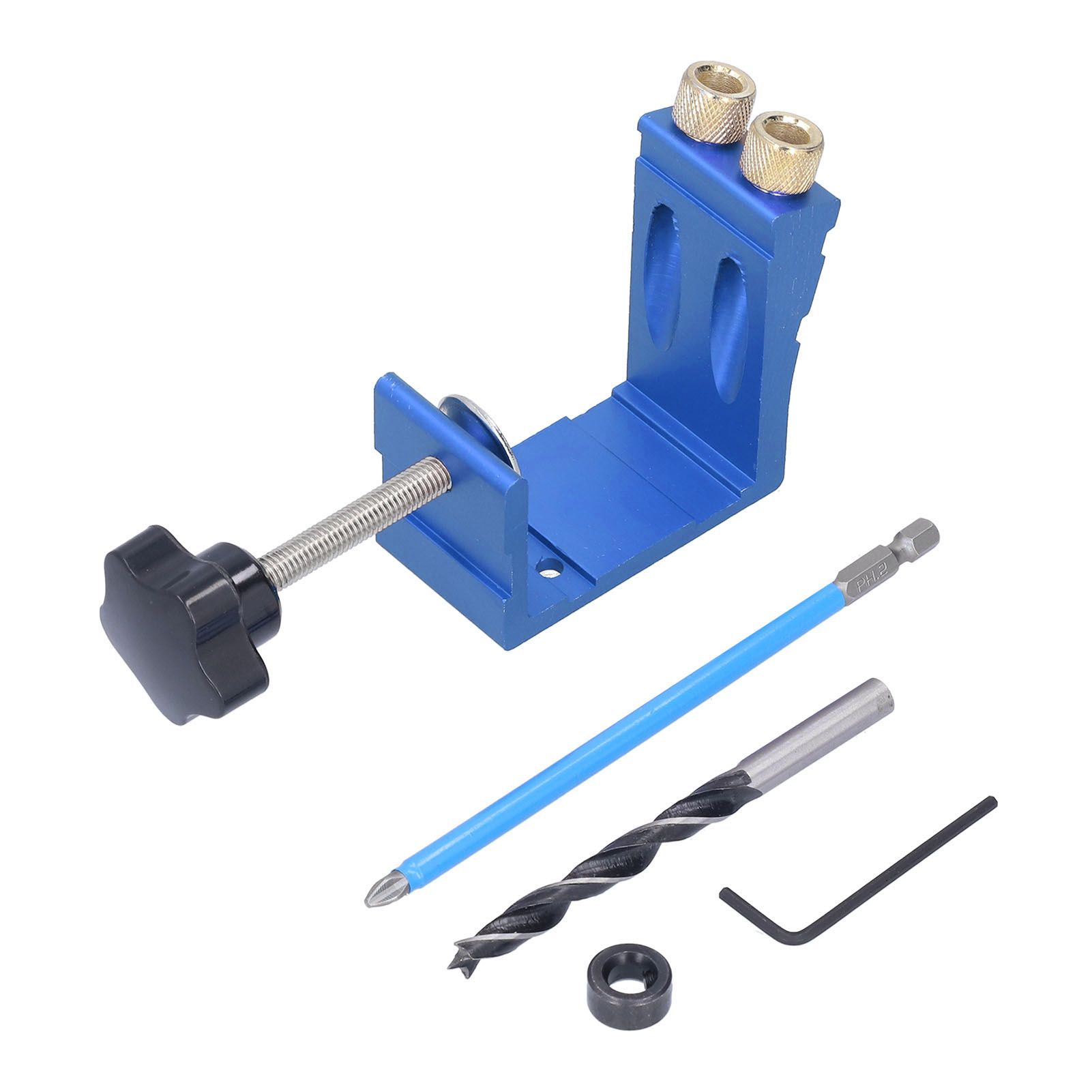 15° Oblique Hole Locator Positioner Woodworking Hole Jig Dowel Drill Kit Carpentry AccessoryBlue - Image 1