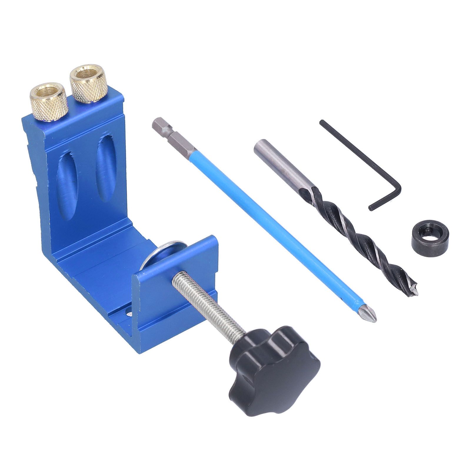 15° Oblique Hole Locator Positioner Woodworking Hole Jig Dowel Drill Kit Carpentry AccessoryBlue - Image 2