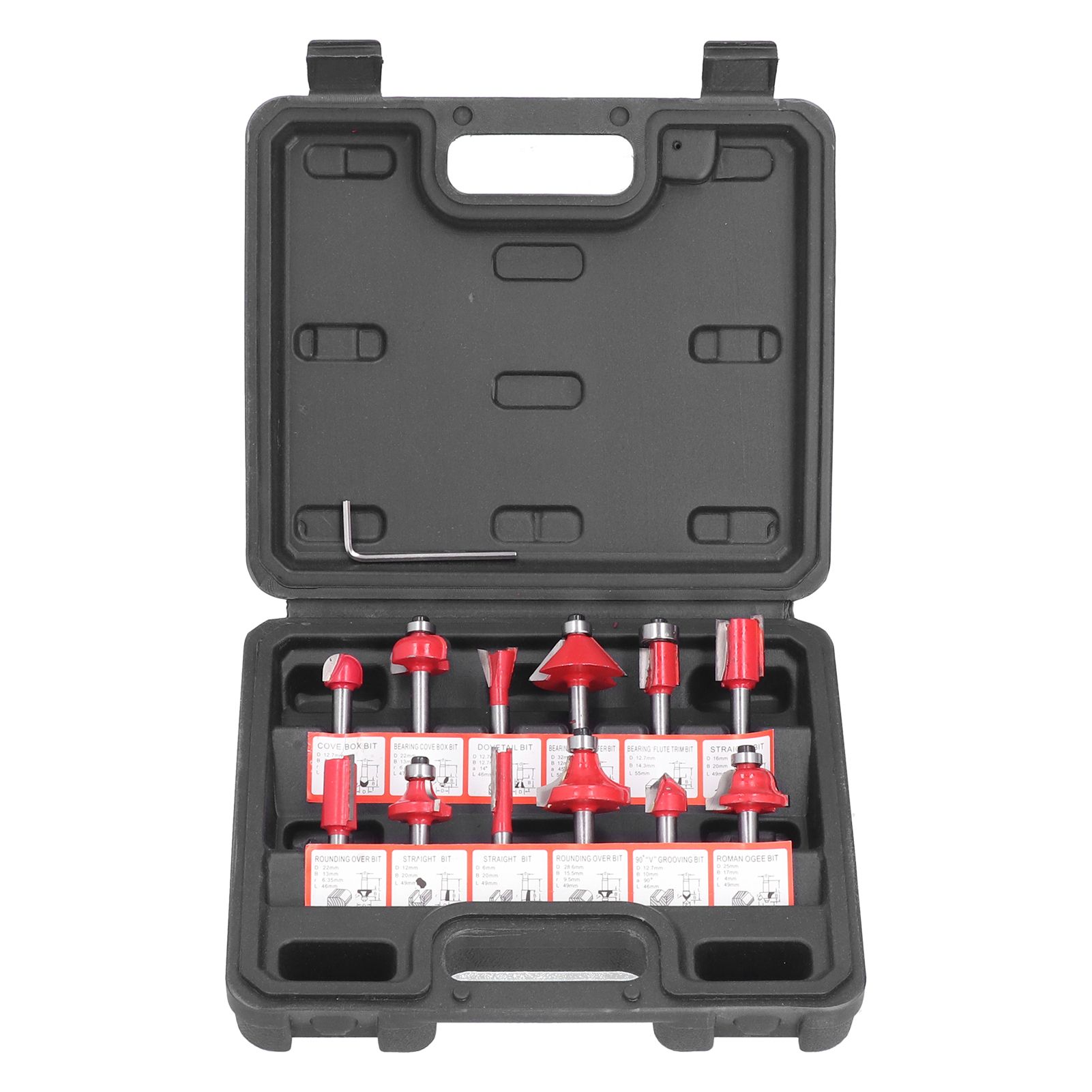 12Pcs Router Bits Kit High Speed Steel Woodworking Milling Cuter Set with Plastic Storage Box High Hardness for Wood Processing - Image 1