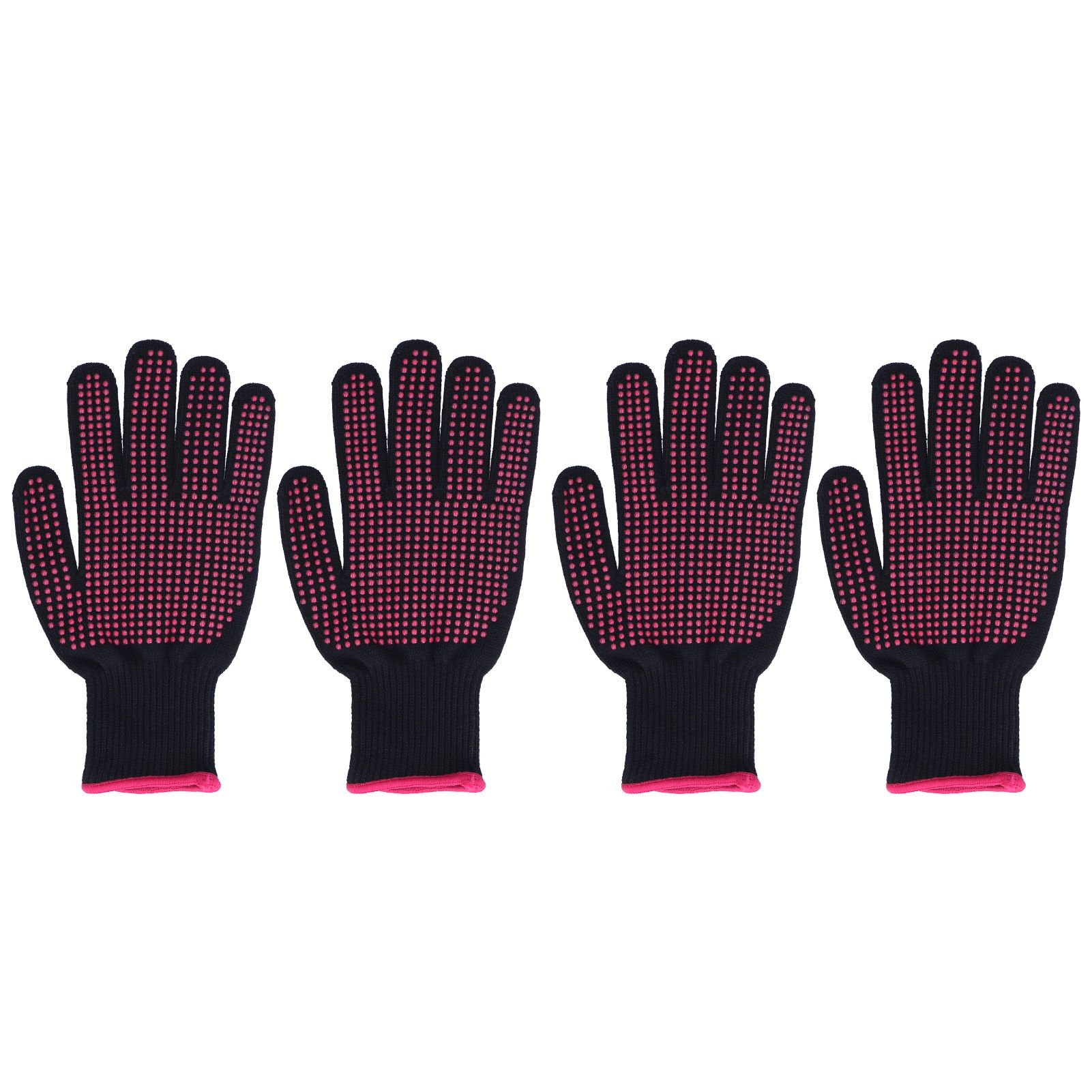 4Pcs Heat Resistant Gloves High Temperature Resistant Anti Scalding Mitts with Silicone BumpsRose Red Silicone Rose Red Edge - Image 1