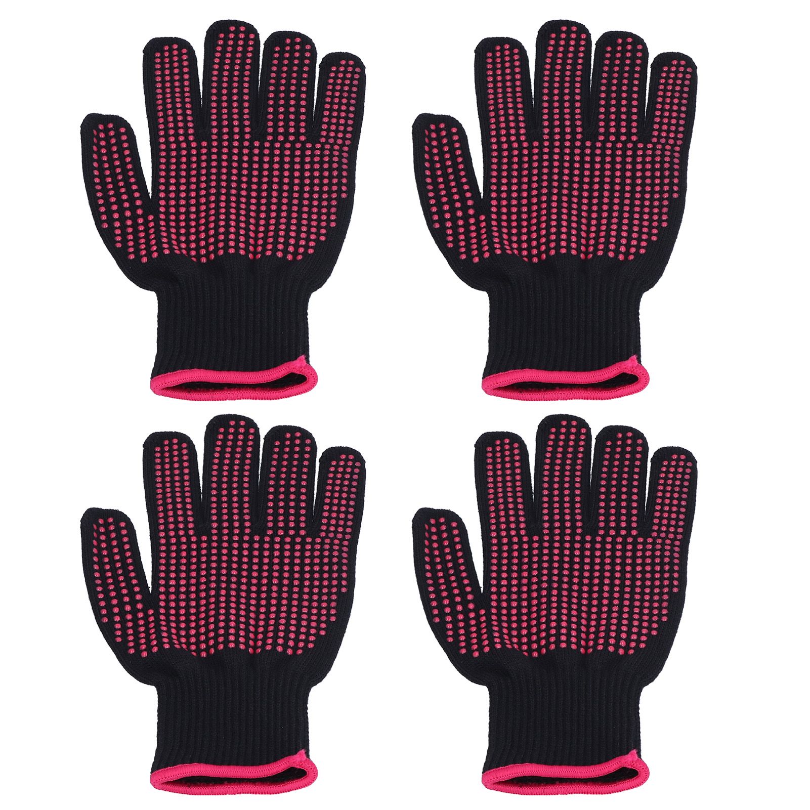 4Pcs Heat Resistant Gloves High Temperature Resistant Anti Scalding Mitts with Silicone BumpsRose Red Silicone Rose Red Edge - Image 3
