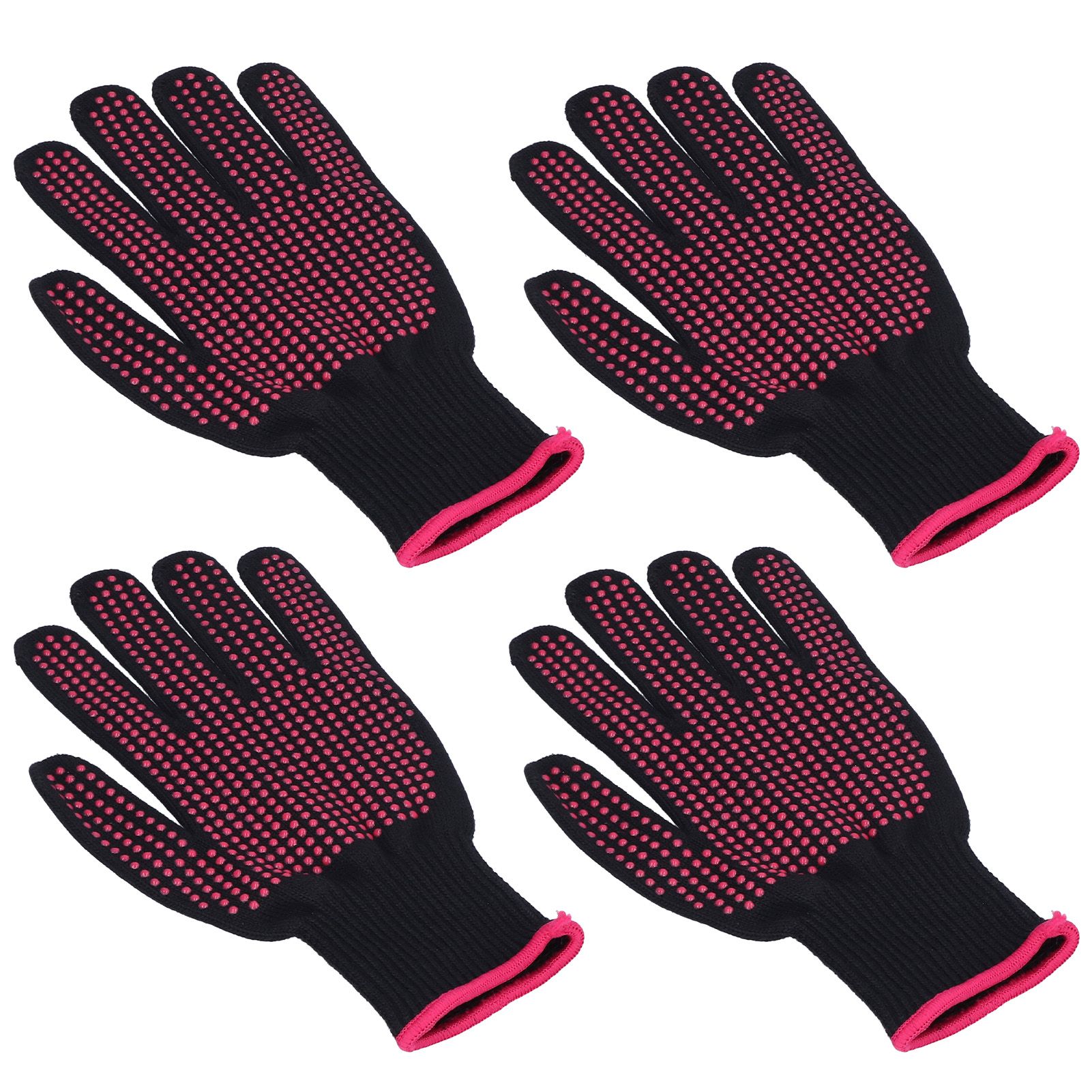 4Pcs Heat Resistant Gloves High Temperature Resistant Anti Scalding Mitts with Silicone BumpsRose Red Silicone Rose Red Edge - Image 4