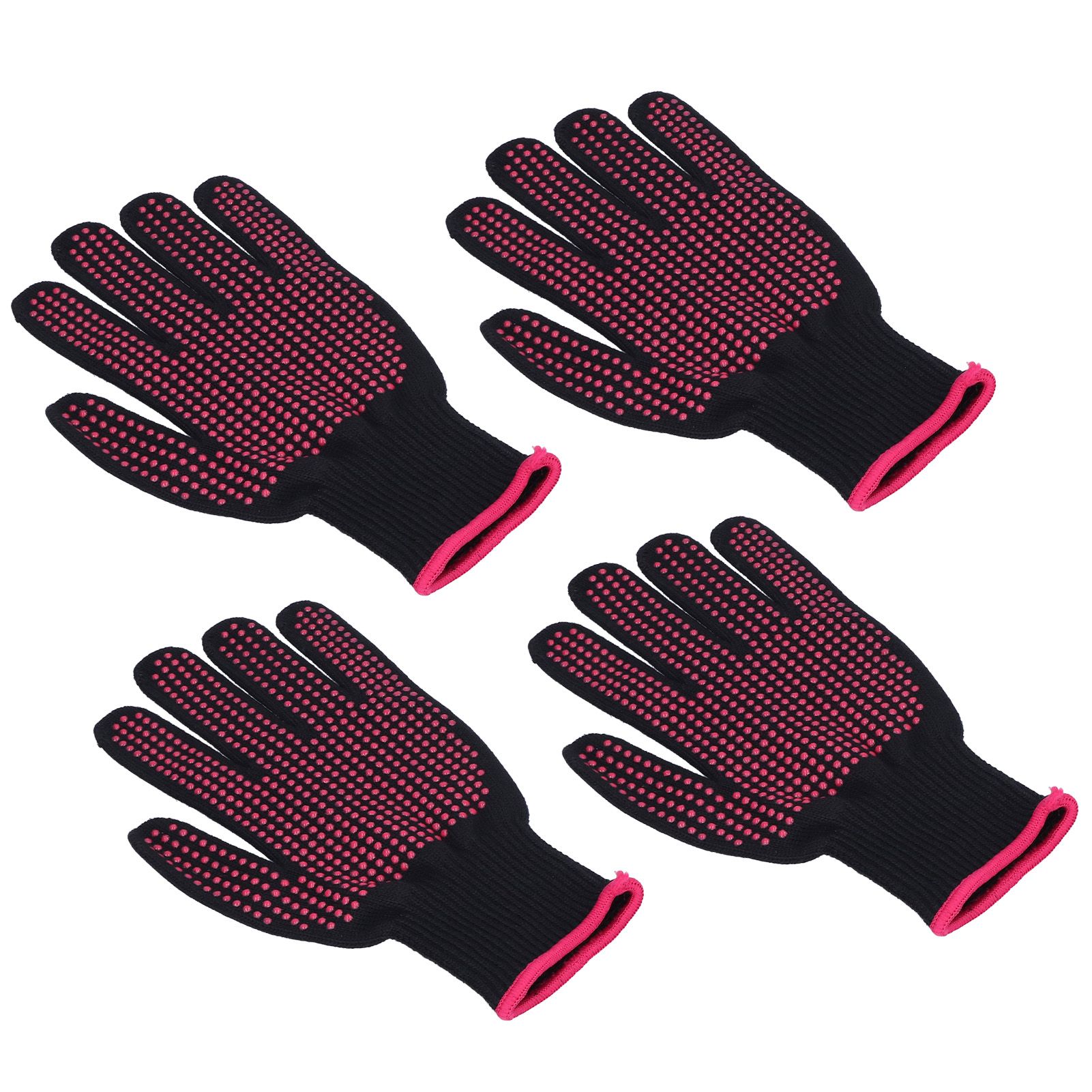 4Pcs Heat Resistant Gloves High Temperature Resistant Anti Scalding Mitts with Silicone BumpsRose Red Silicone Rose Red Edge - Image 5
