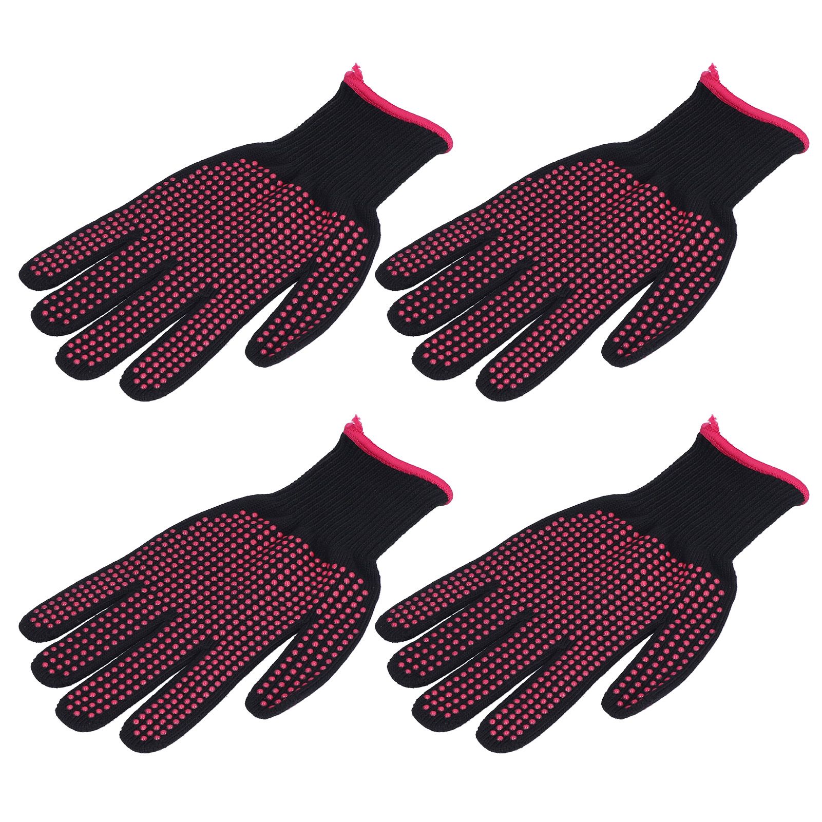 4Pcs Heat Resistant Gloves High Temperature Resistant Anti Scalding Mitts with Silicone BumpsRose Red Silicone Rose Red Edge - Image 6