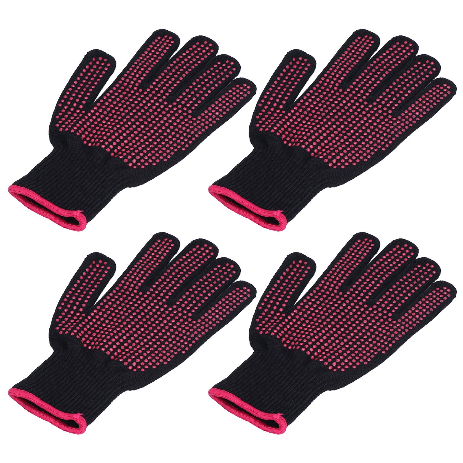 4Pcs Heat Resistant Gloves High Temperature Resistant Anti Scalding Mitts with Silicone BumpsRose Red Silicone Rose Red Edge - Image 7