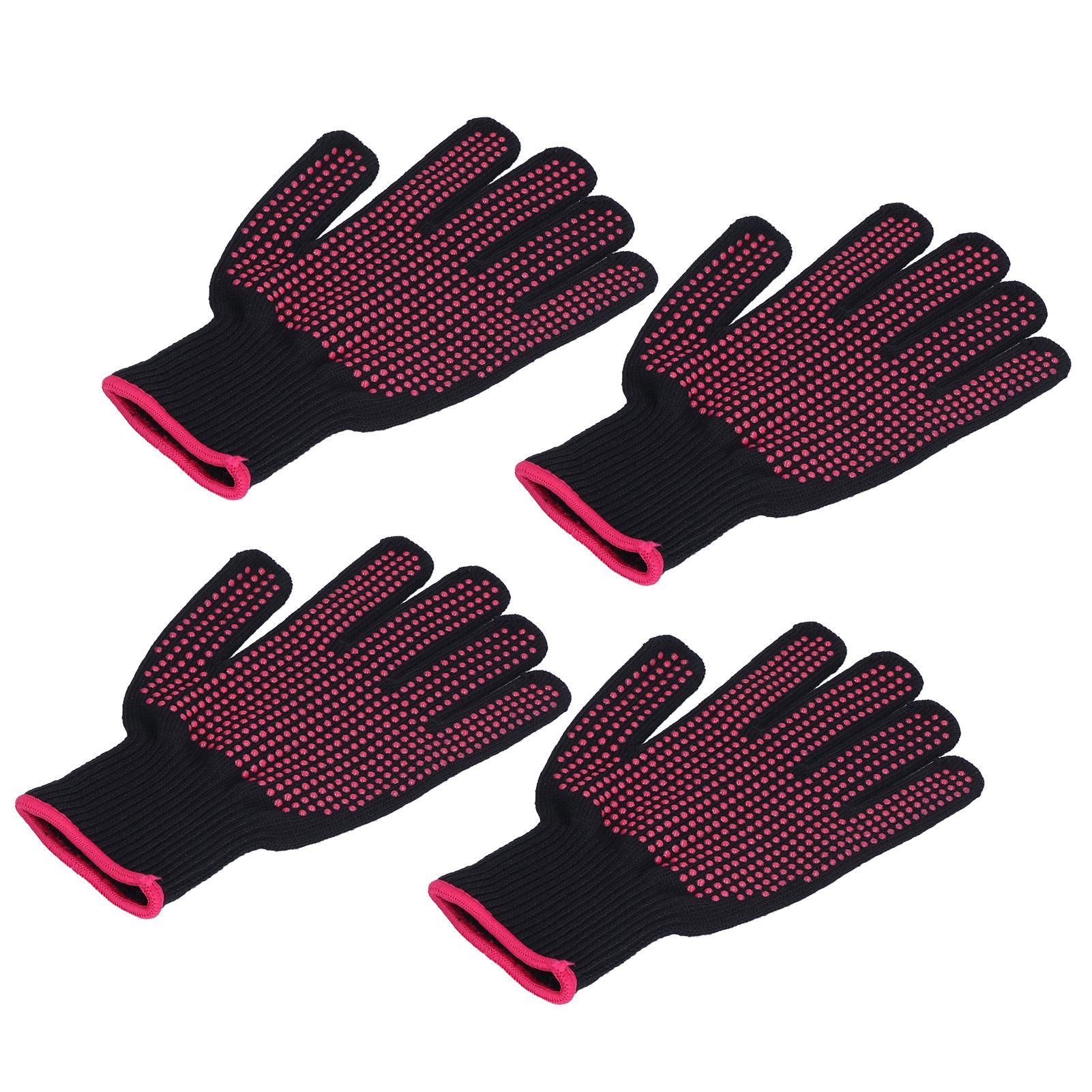4Pcs Heat Resistant Gloves High Temperature Resistant Anti Scalding Mitts with Silicone BumpsRose Red Silicone Rose Red Edge - Image 8