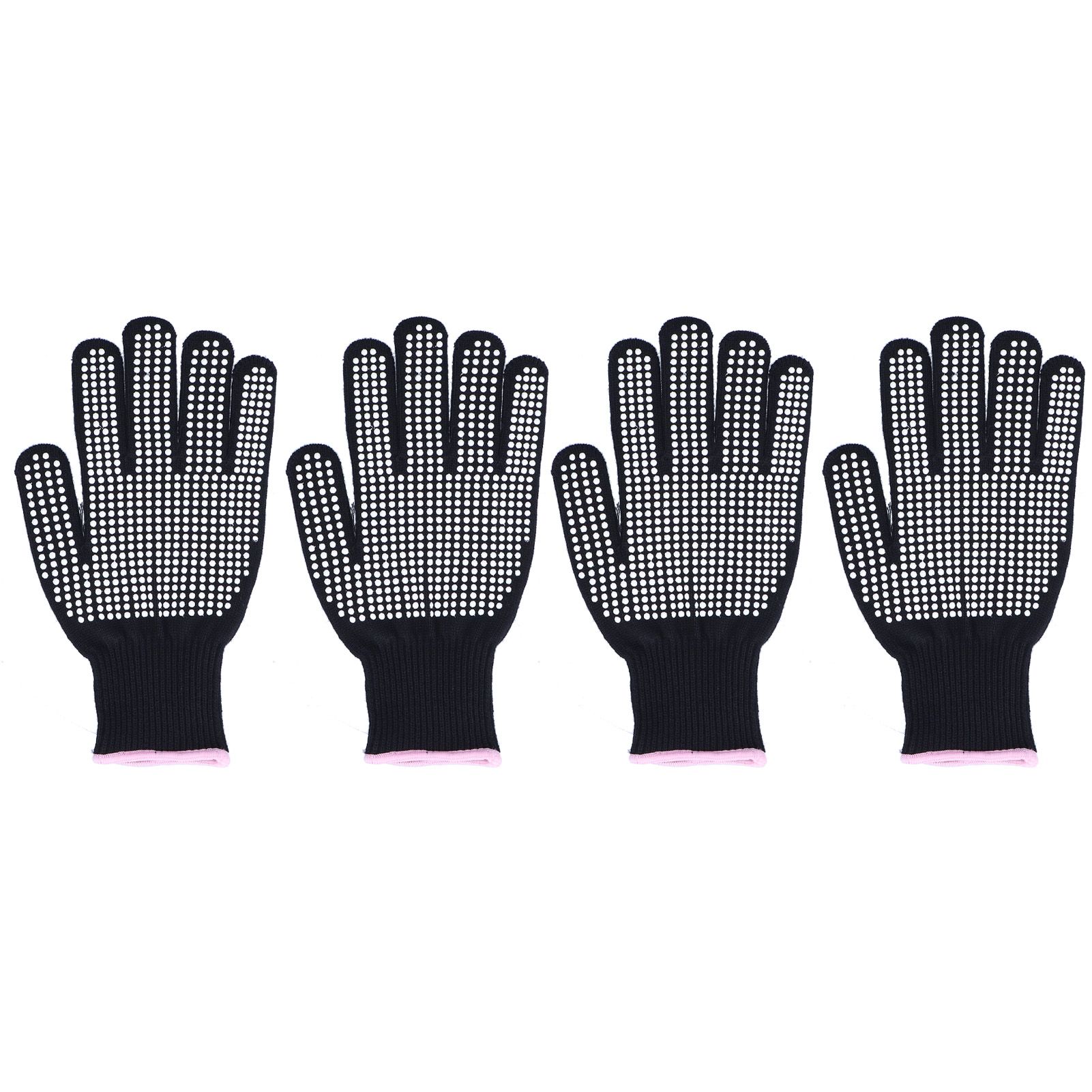 4Pcs Heat Resistant Gloves High Temperature Resistant Anti Scalding Mitts with Silicone BumpsWhite Silicone Pink Edge - Image 1
