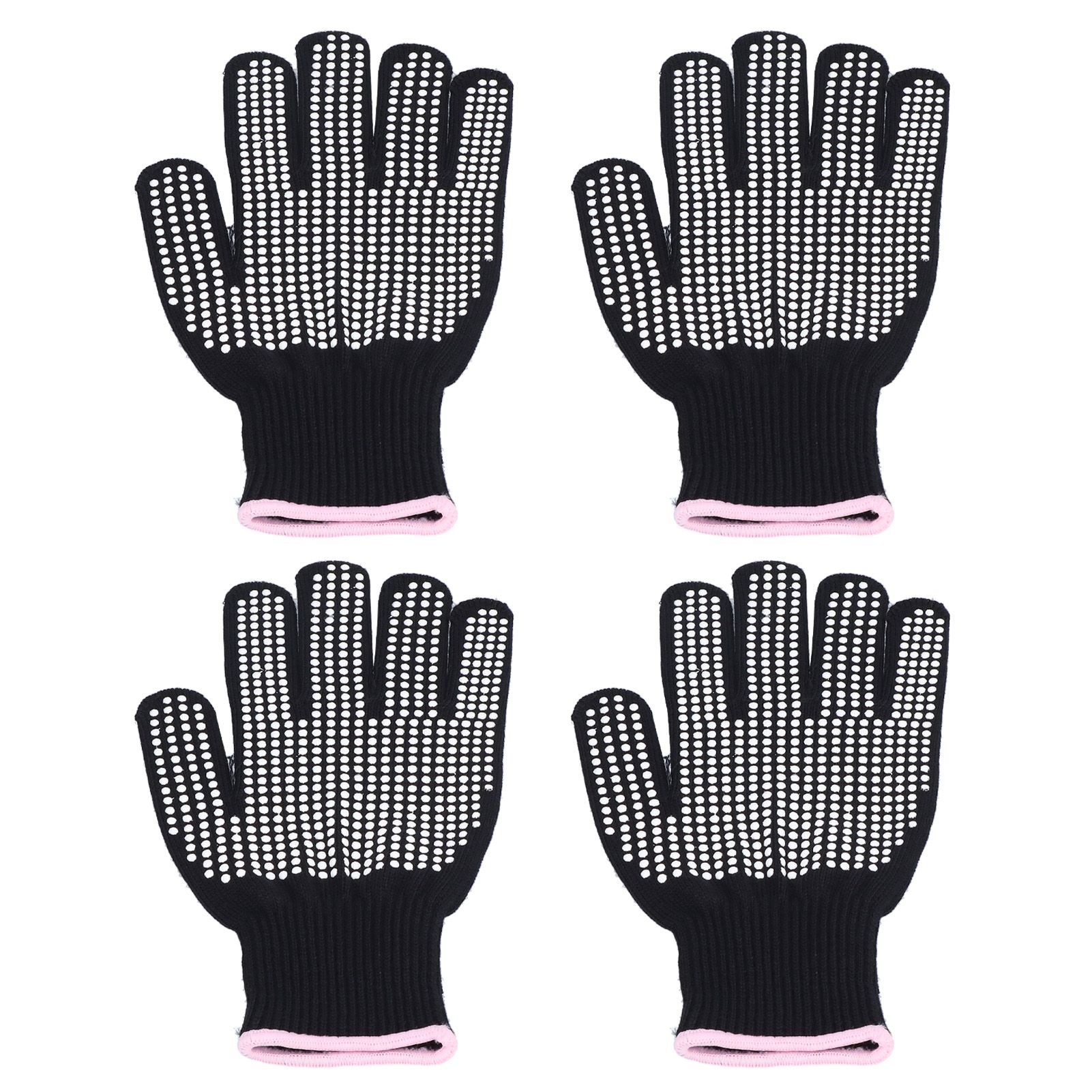 4Pcs Heat Resistant Gloves High Temperature Resistant Anti Scalding Mitts with Silicone BumpsWhite Silicone Pink Edge - Image 2