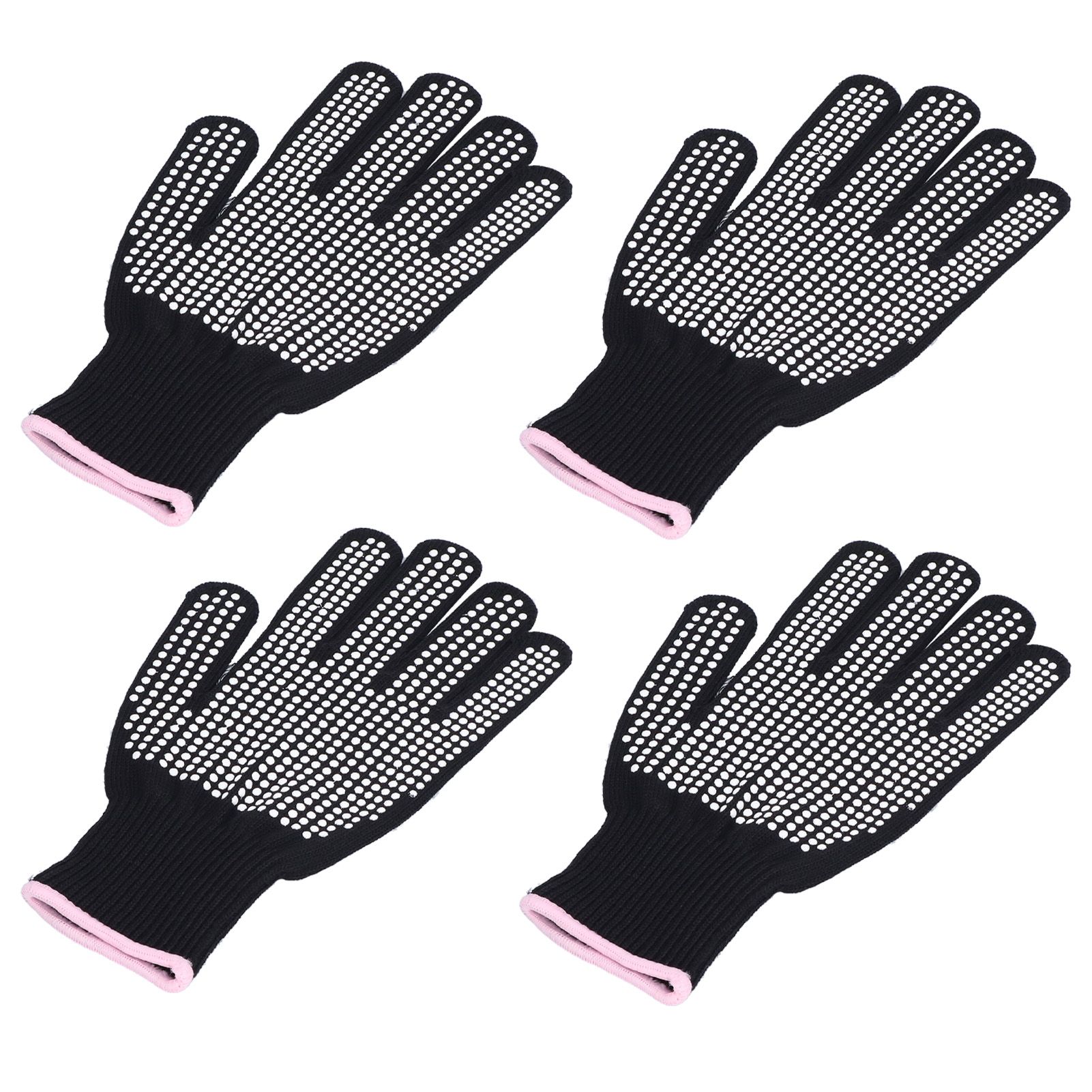 4Pcs Heat Resistant Gloves High Temperature Resistant Anti Scalding Mitts with Silicone BumpsWhite Silicone Pink Edge - Image 3