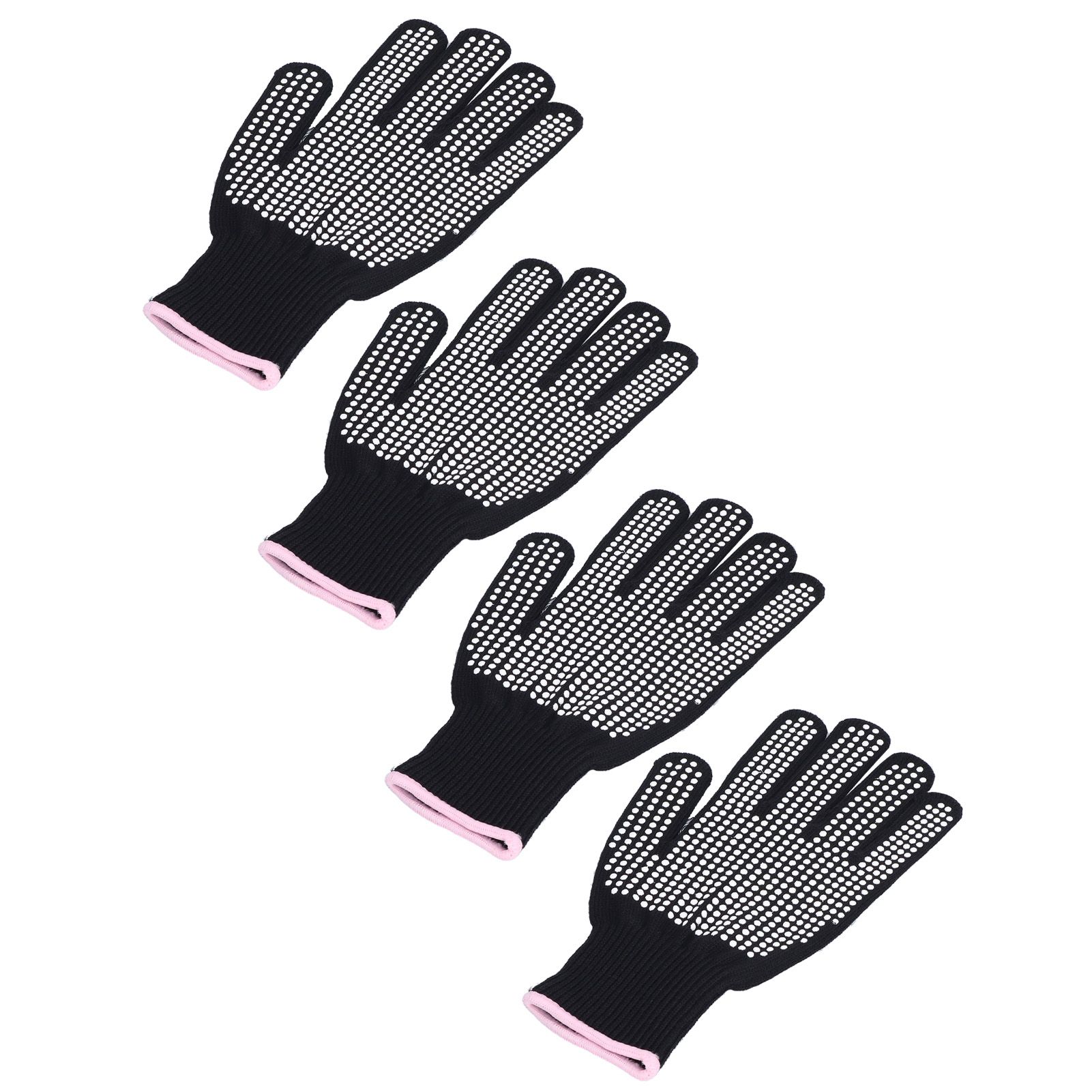 4Pcs Heat Resistant Gloves High Temperature Resistant Anti Scalding Mitts with Silicone BumpsWhite Silicone Pink Edge - Image 4