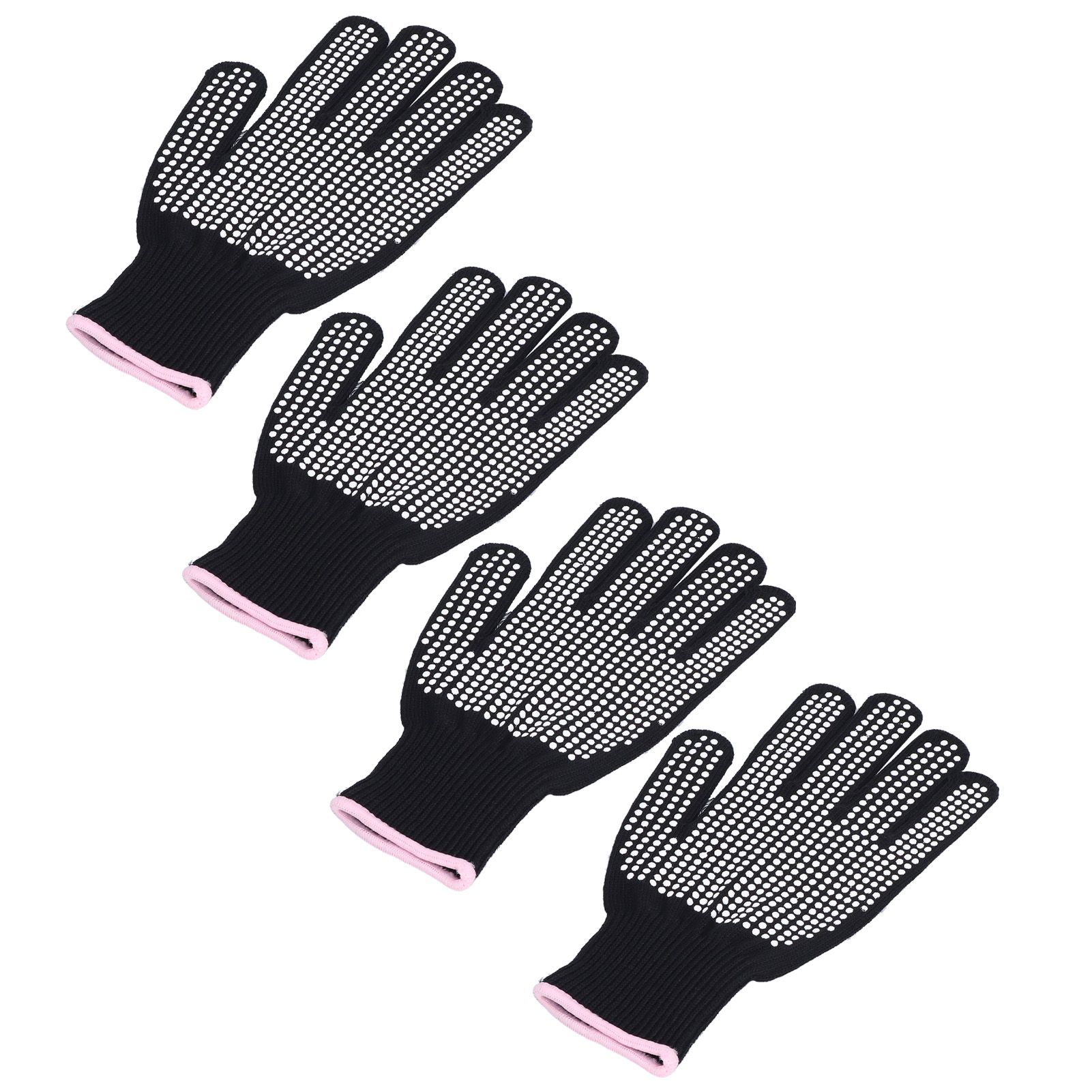 4Pcs Heat Resistant Gloves High Temperature Resistant Anti Scalding Mitts with Silicone BumpsWhite Silicone Pink Edge - Image 7