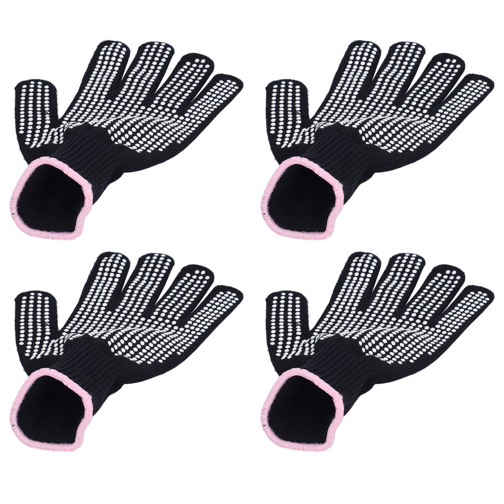 4Pcs Heat Resistant Gloves High Temperature Resistant Anti Scalding Mitts with Silicone BumpsWhite Silicone Pink Edge - Image 8