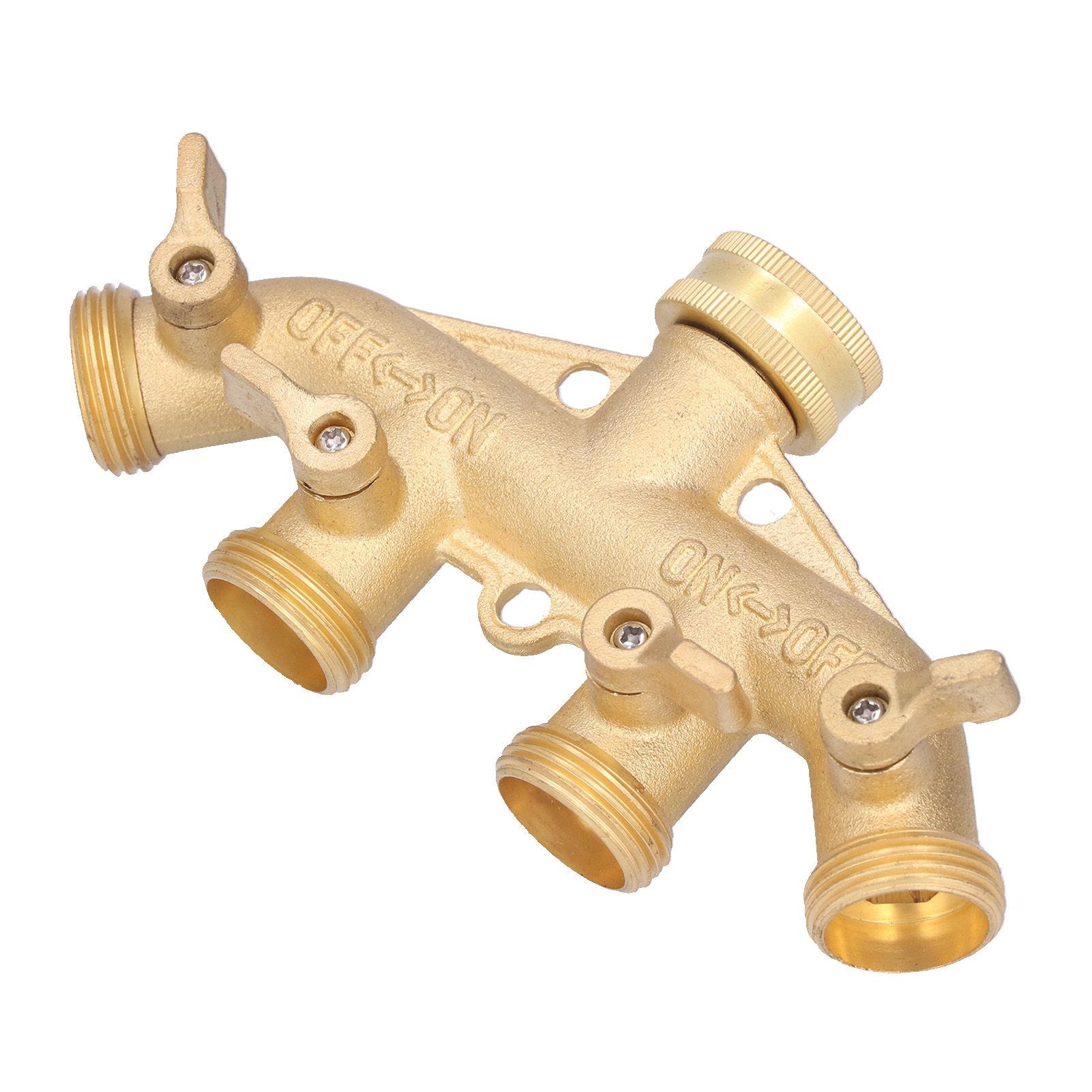 G3/4 4 Way Hose Splitter Brass Garden Hose Faucet Adapter Joint Connector Irrigation Accessory - Image 3