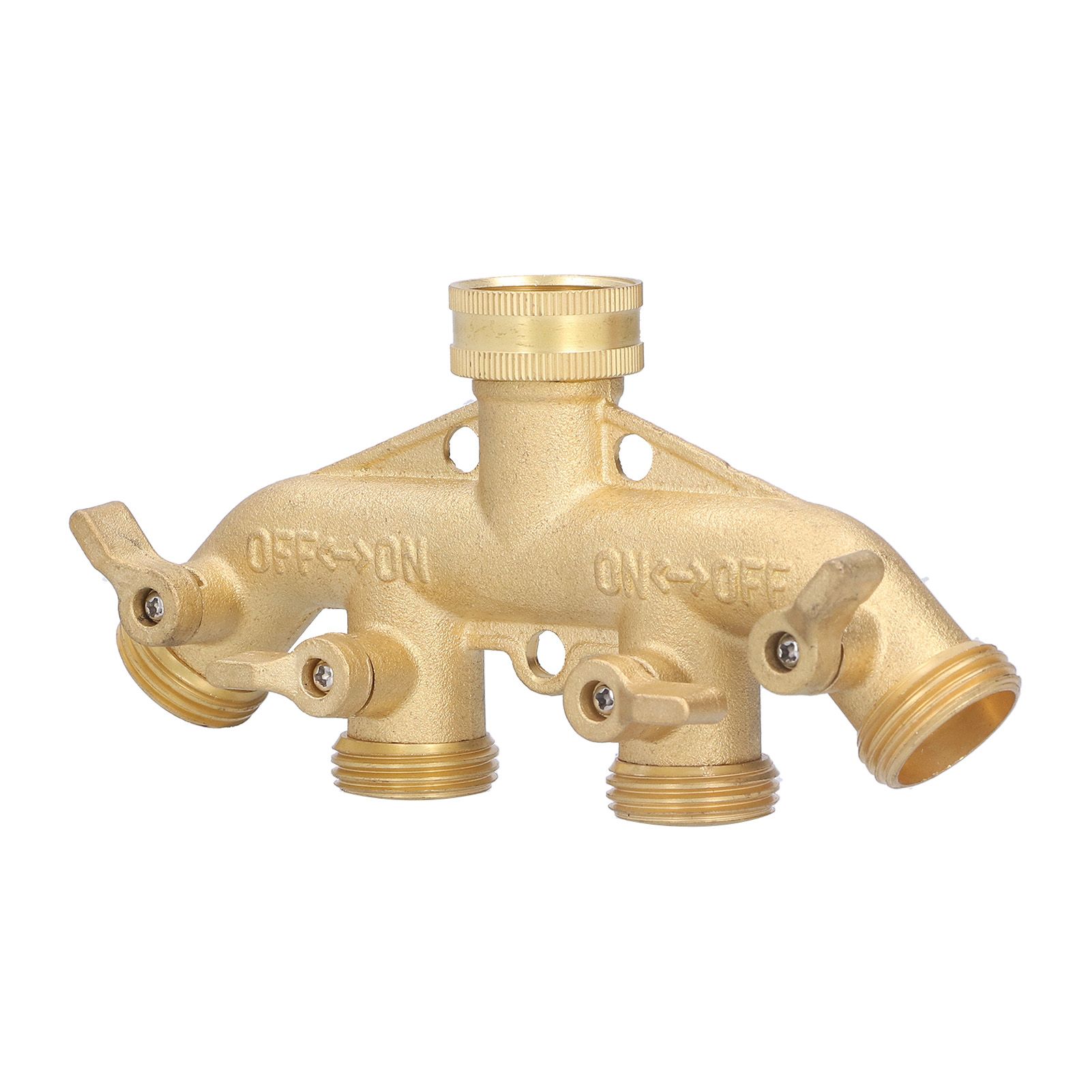 G3/4 4 Way Hose Splitter Brass Garden Hose Faucet Adapter Joint Connector Irrigation Accessory - Image 4
