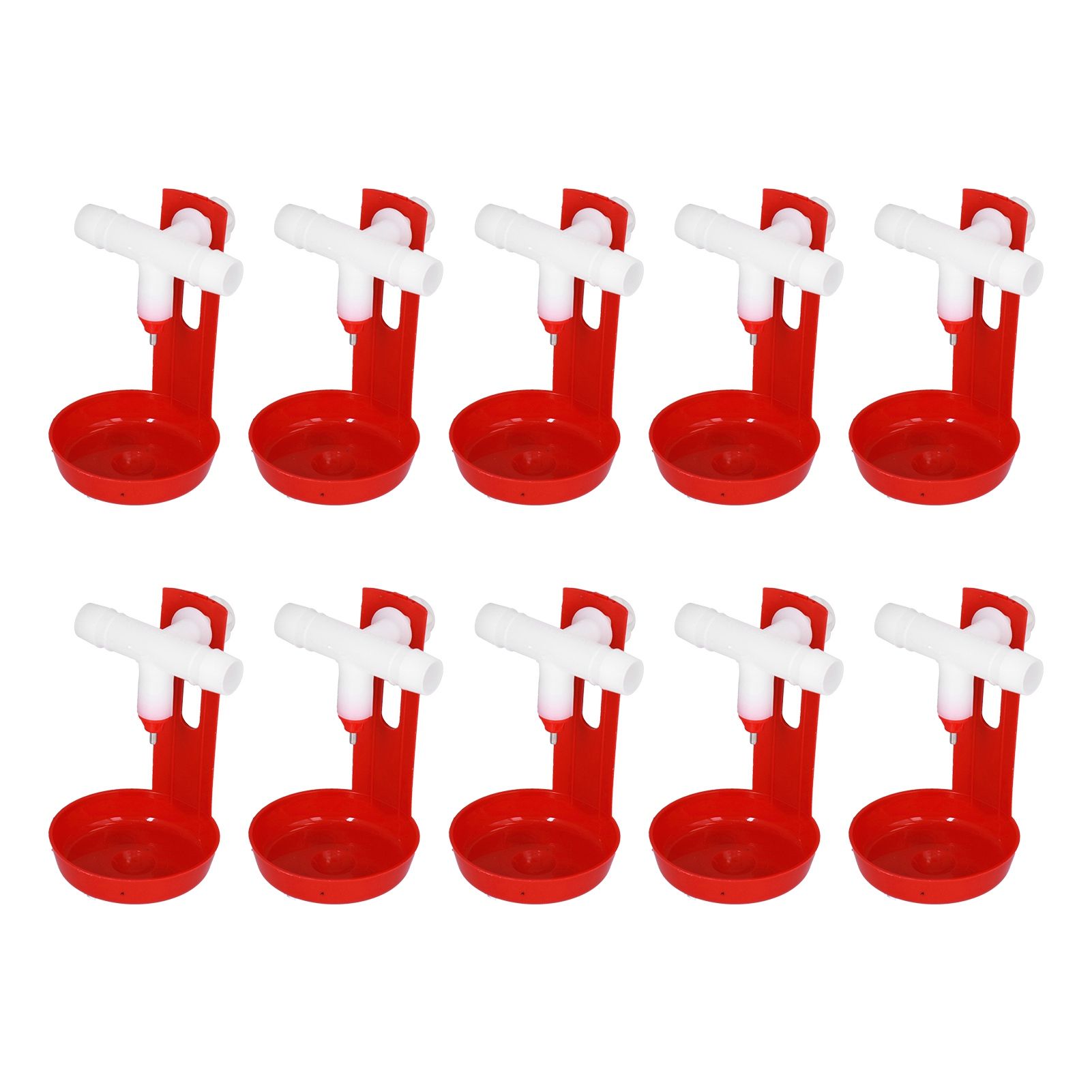 10 Set Chicken Drinking Cup Automatic Poultry Drinking Waterer Drinker with White Tee Fitting Durable for Chicken - Image 1