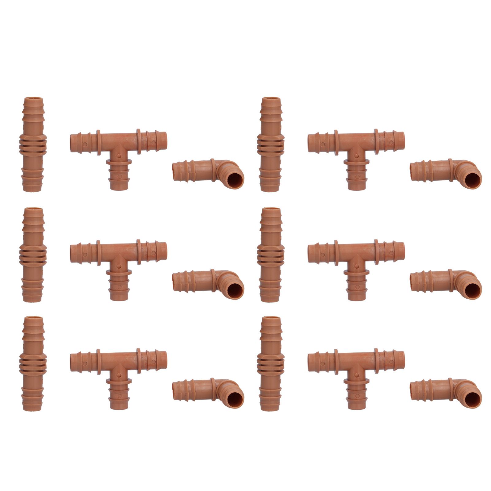 18Pcs Irrigation Fittings Kit Brown Water Barbed Coupling Connecter for 16mm Pipes - Image 2