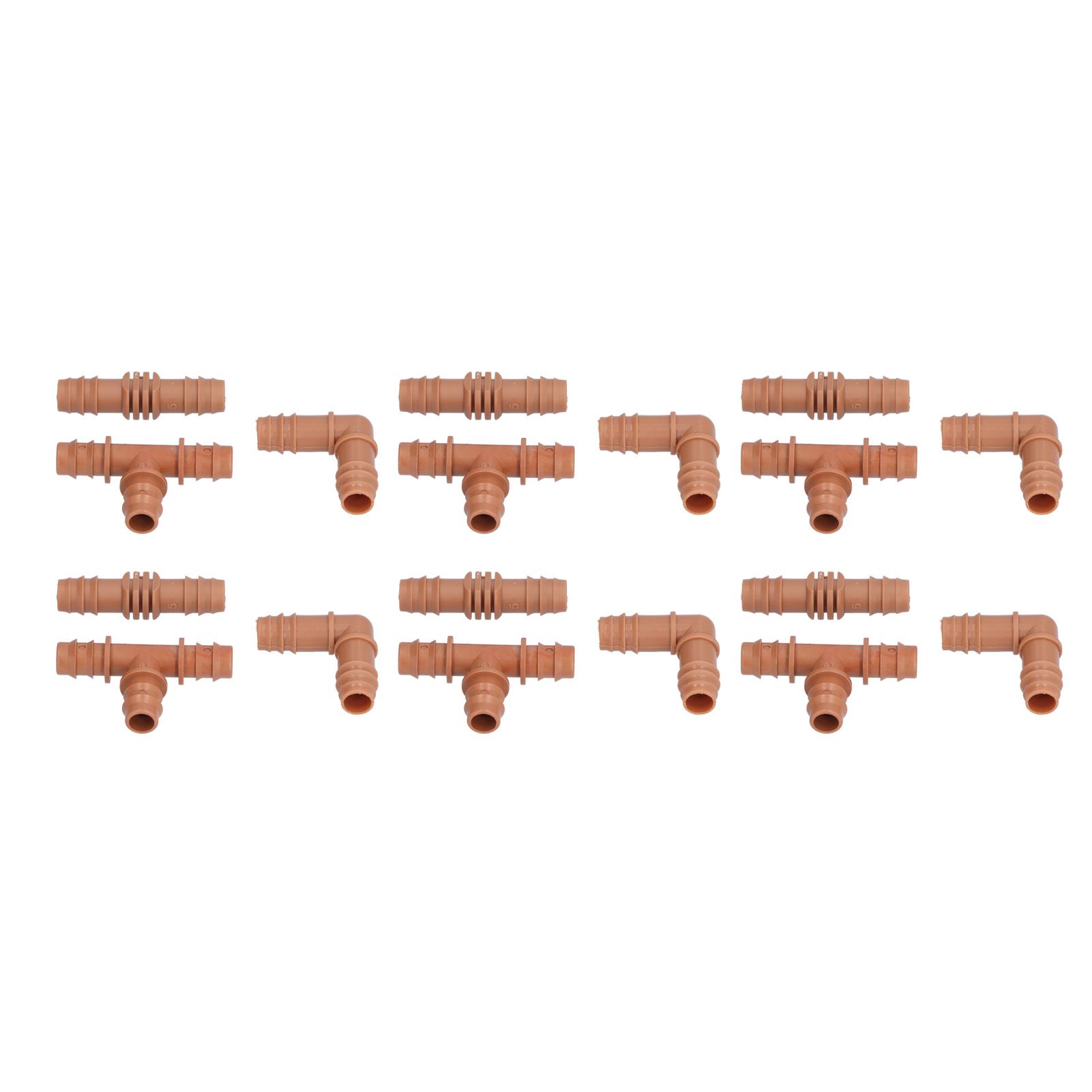 18Pcs Irrigation Fittings Kit Brown Water Barbed Coupling Connecter for 16mm Pipes - Image 5