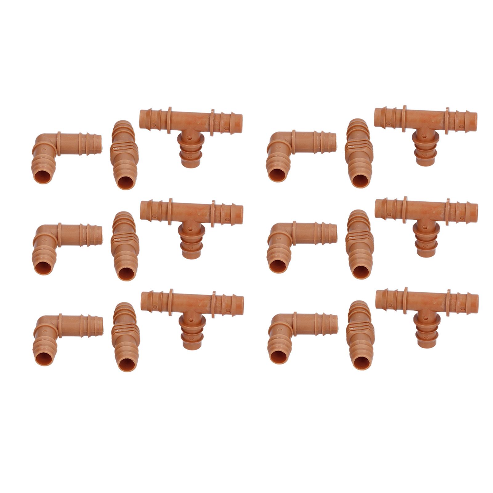 18Pcs Irrigation Fittings Kit Brown Water Barbed Coupling Connecter for 16mm Pipes - Image 8