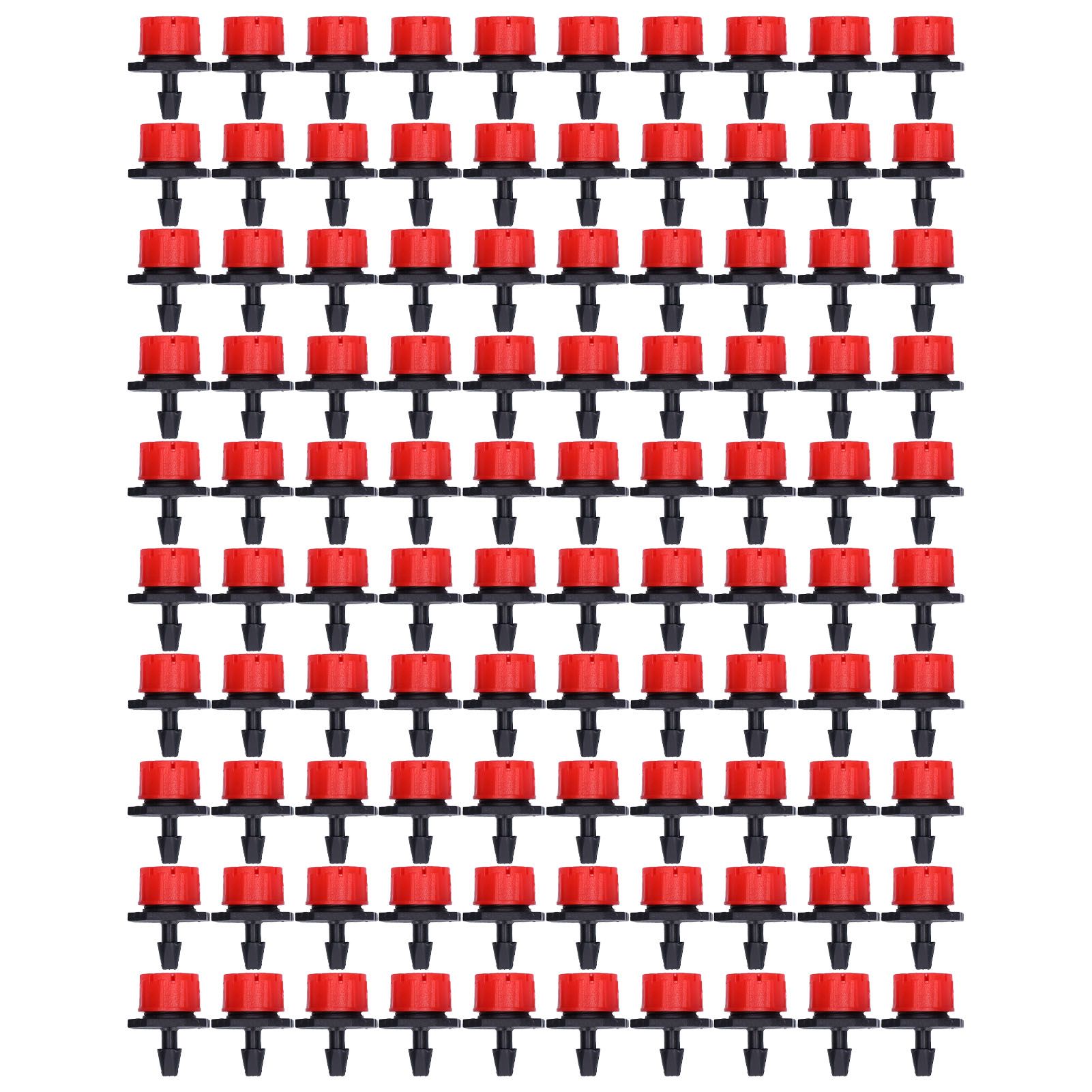 100Pcs 8 Hole Drip Irrigation Emitter Adjustable Drip Irrigation Sprinkler for Garden Greenhouse Courtyard Red - Image 1