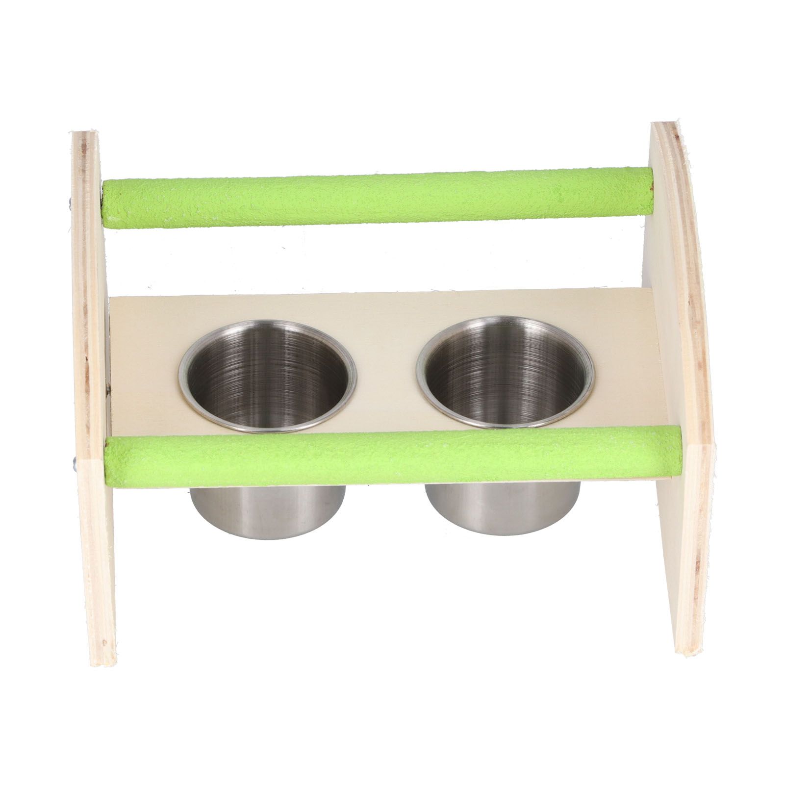 Parrot Wood Stand with 2 Stainless Steel Feeding Cup Playstand Training Toy for Outdoor Gardening - Image 2