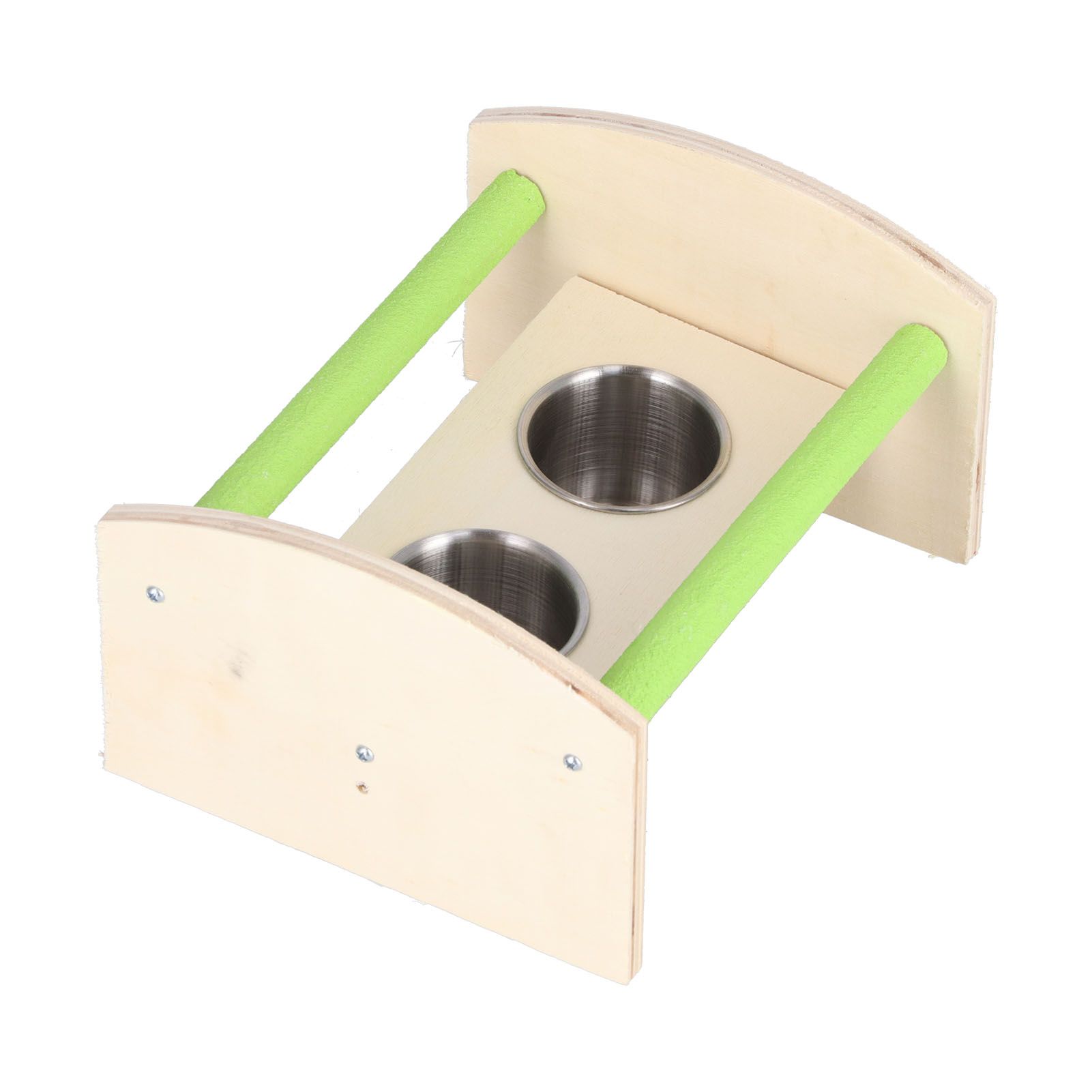 Parrot Wood Stand with 2 Stainless Steel Feeding Cup Playstand Training Toy for Outdoor Gardening - Image 3