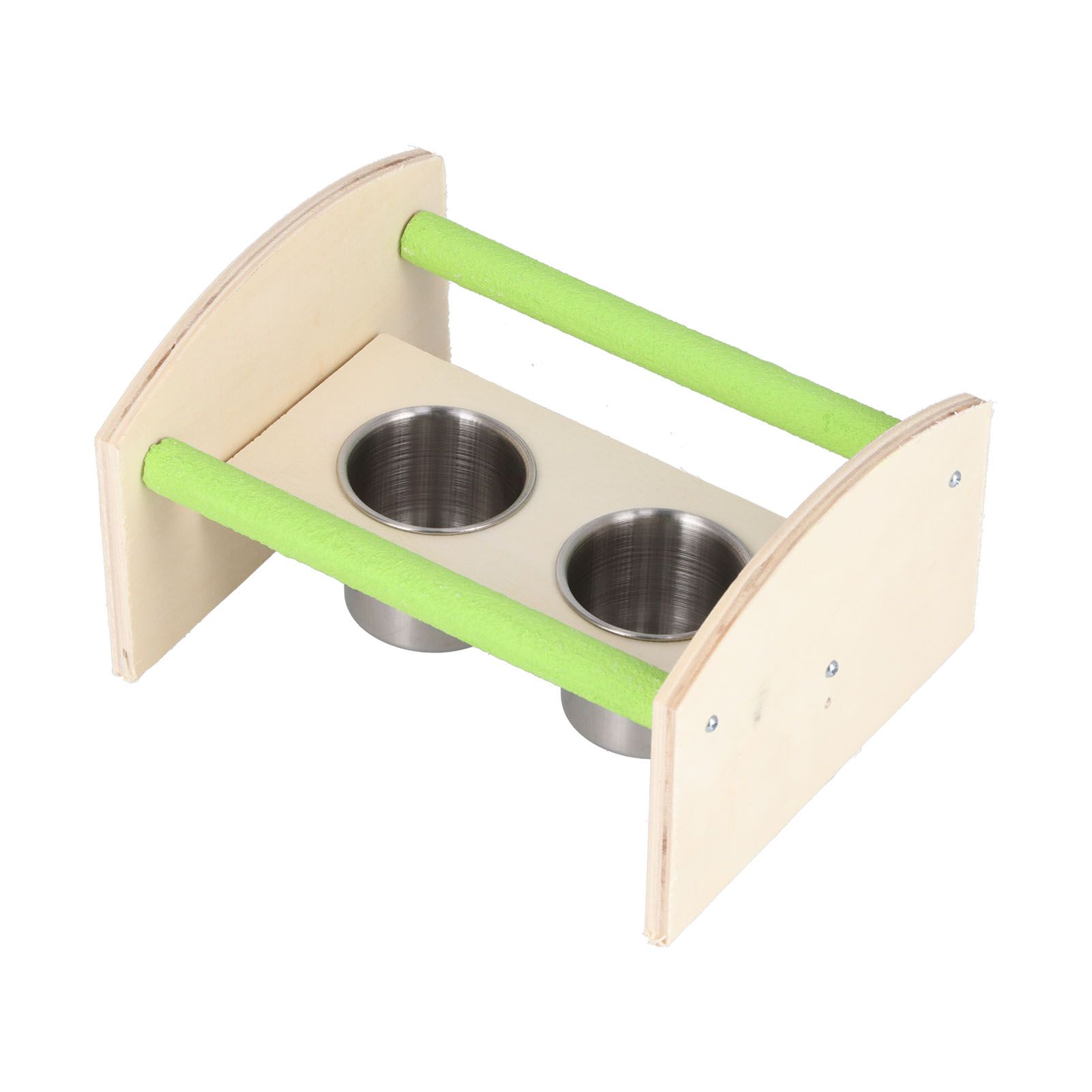 Parrot Wood Stand with 2 Stainless Steel Feeding Cup Playstand Training Toy for Outdoor Gardening - Image 5