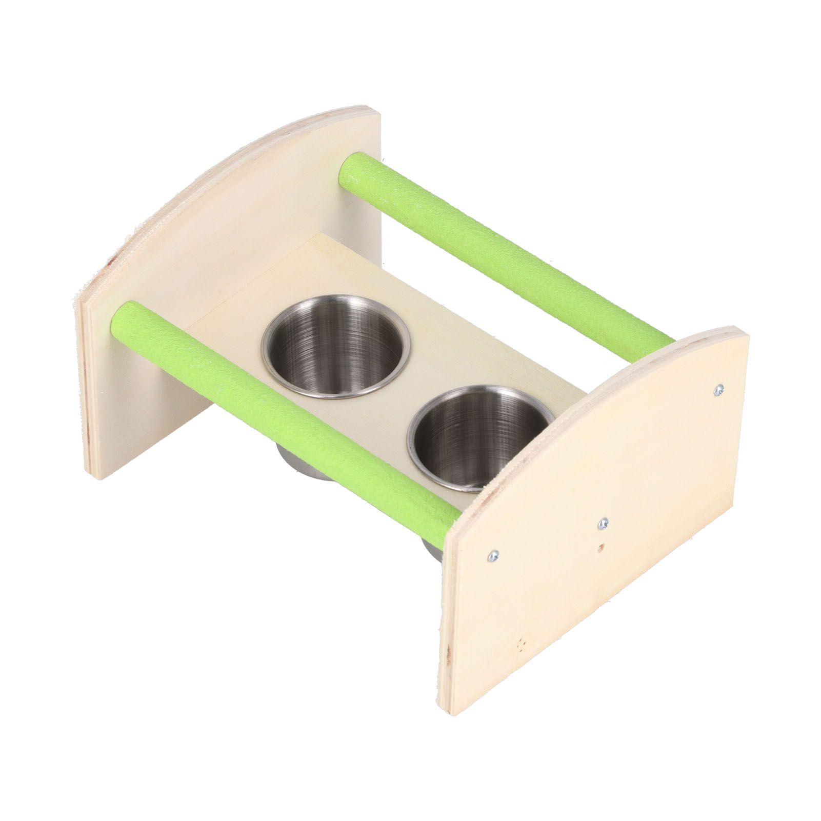 Parrot Wood Stand with 2 Stainless Steel Feeding Cup Playstand Training Toy for Outdoor Gardening - Image 6