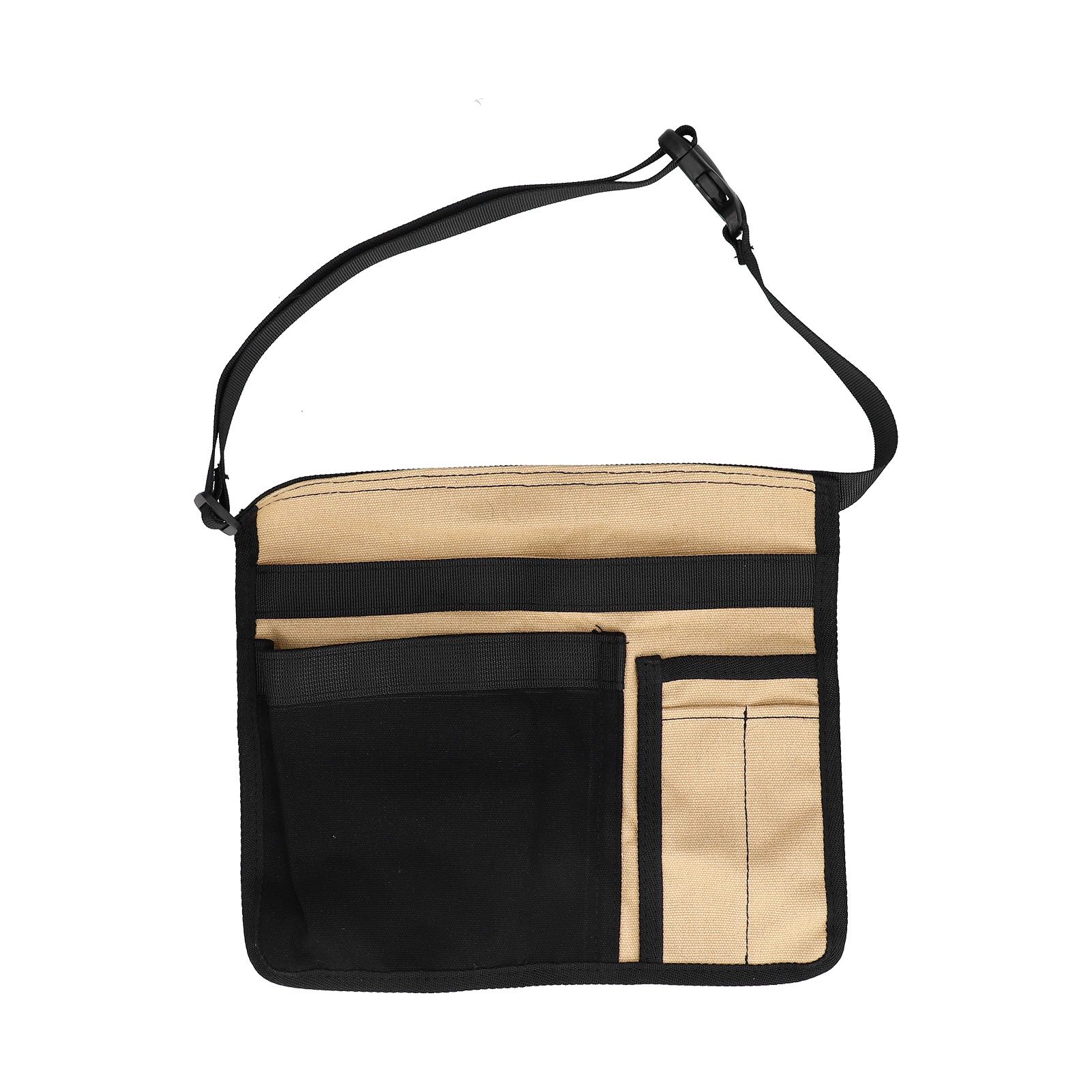 Tool Waist Bag Lightweight Multi Pocket Oxford Cloth Waist Tool Pouch for Garden Climbing Outdoor(Black Khaki ) - Image 1