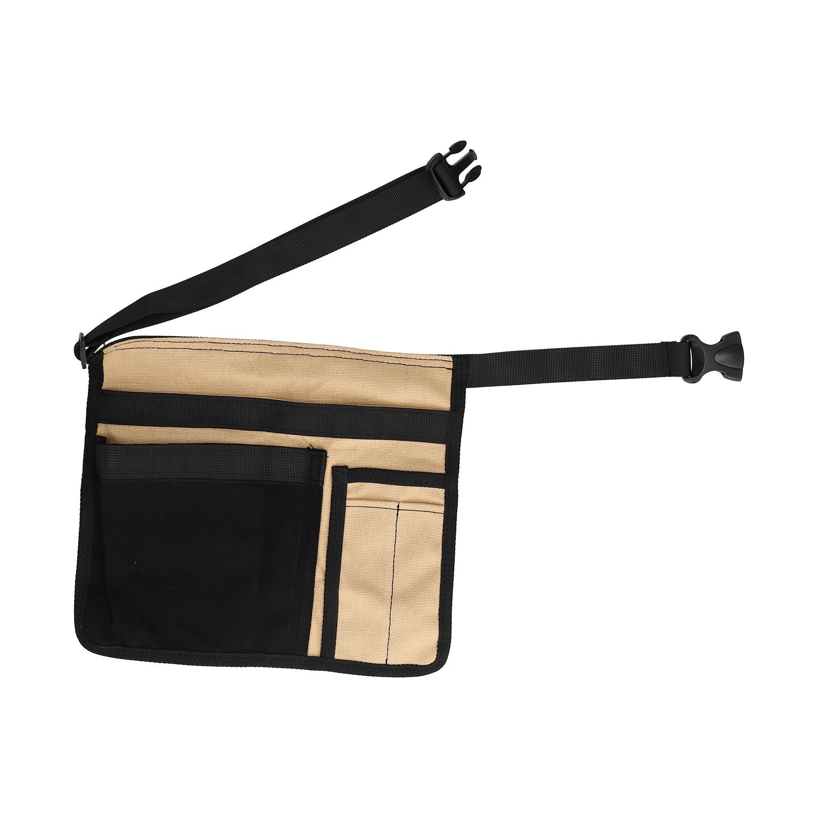 Tool Waist Bag Lightweight Multi Pocket Oxford Cloth Waist Tool Pouch for Garden Climbing Outdoor(Black Khaki ) - Image 2
